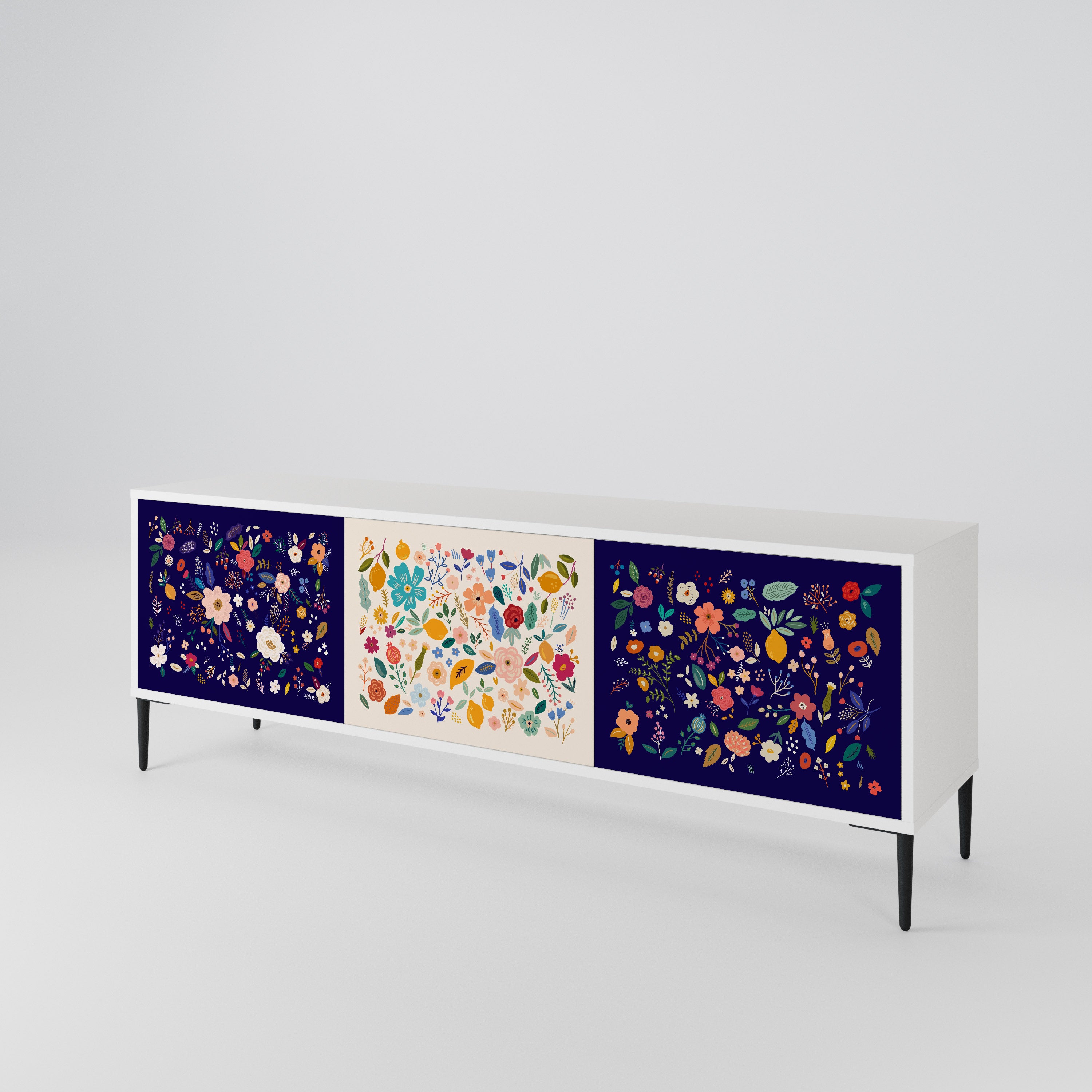 FLORAL COMBINATION 3-Door TV Cabinet