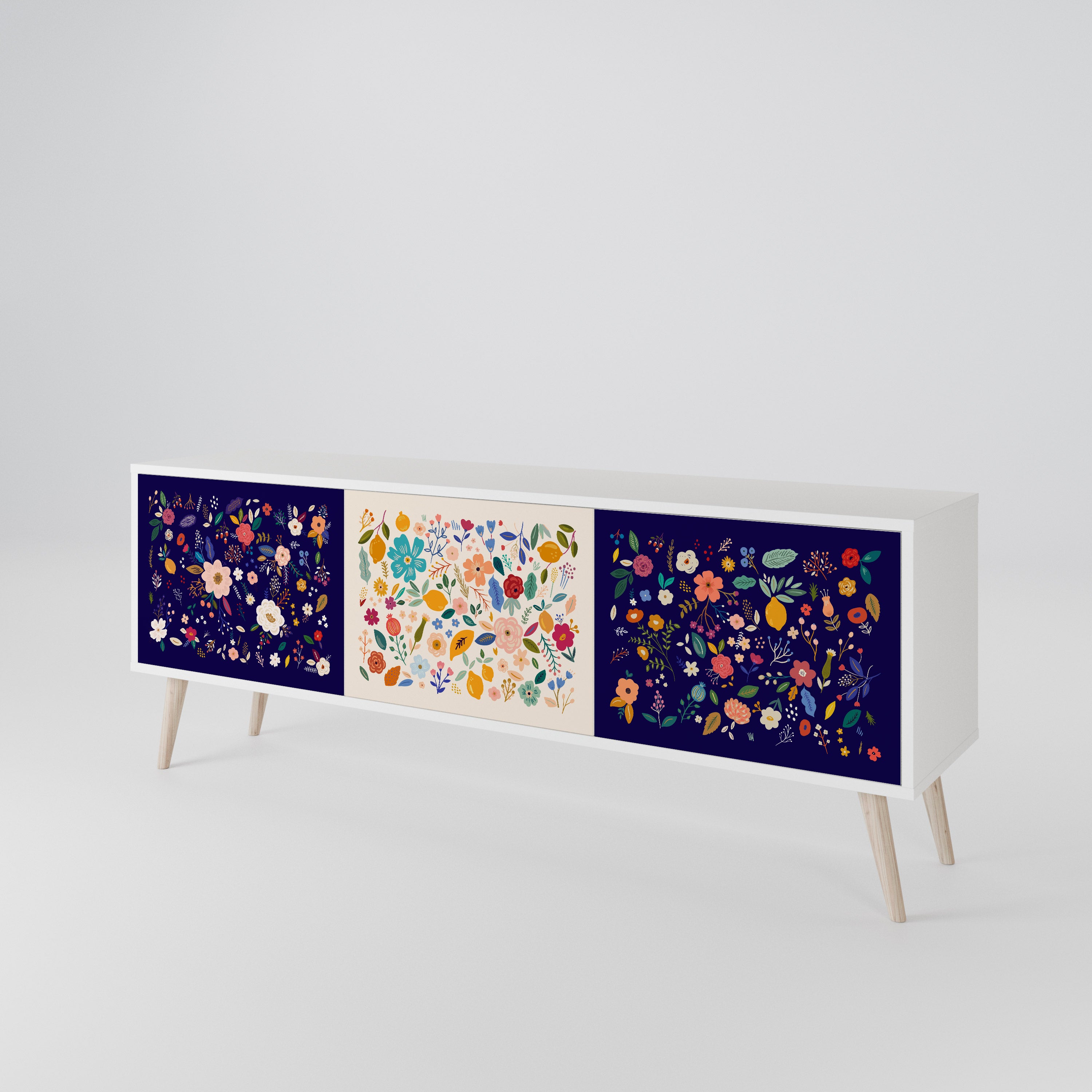 FLORAL COMBINATION 3-Door TV Cabinet