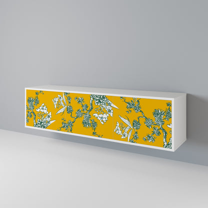 YELLOW CHINOISERIE 3-Door TV Cabinet