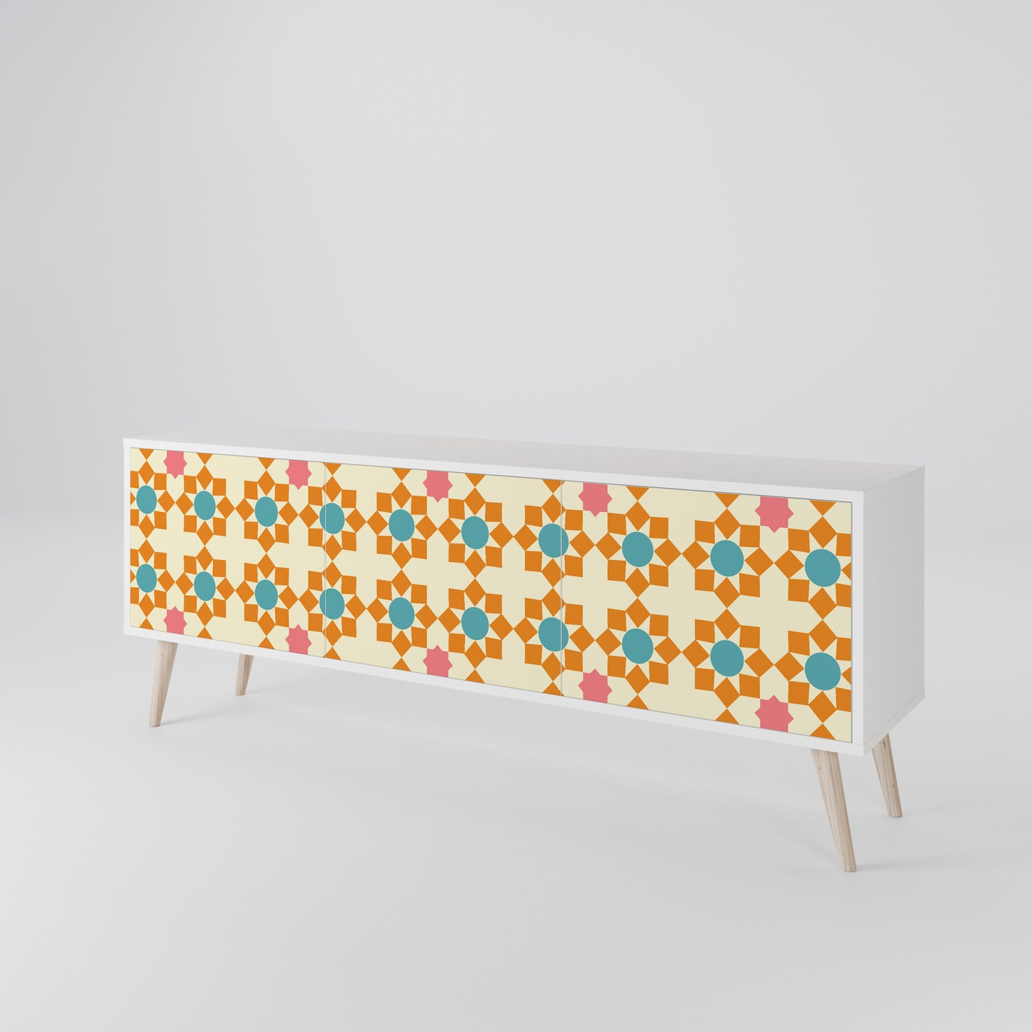 FLORAL DECOR 3-Door TV Cabinet