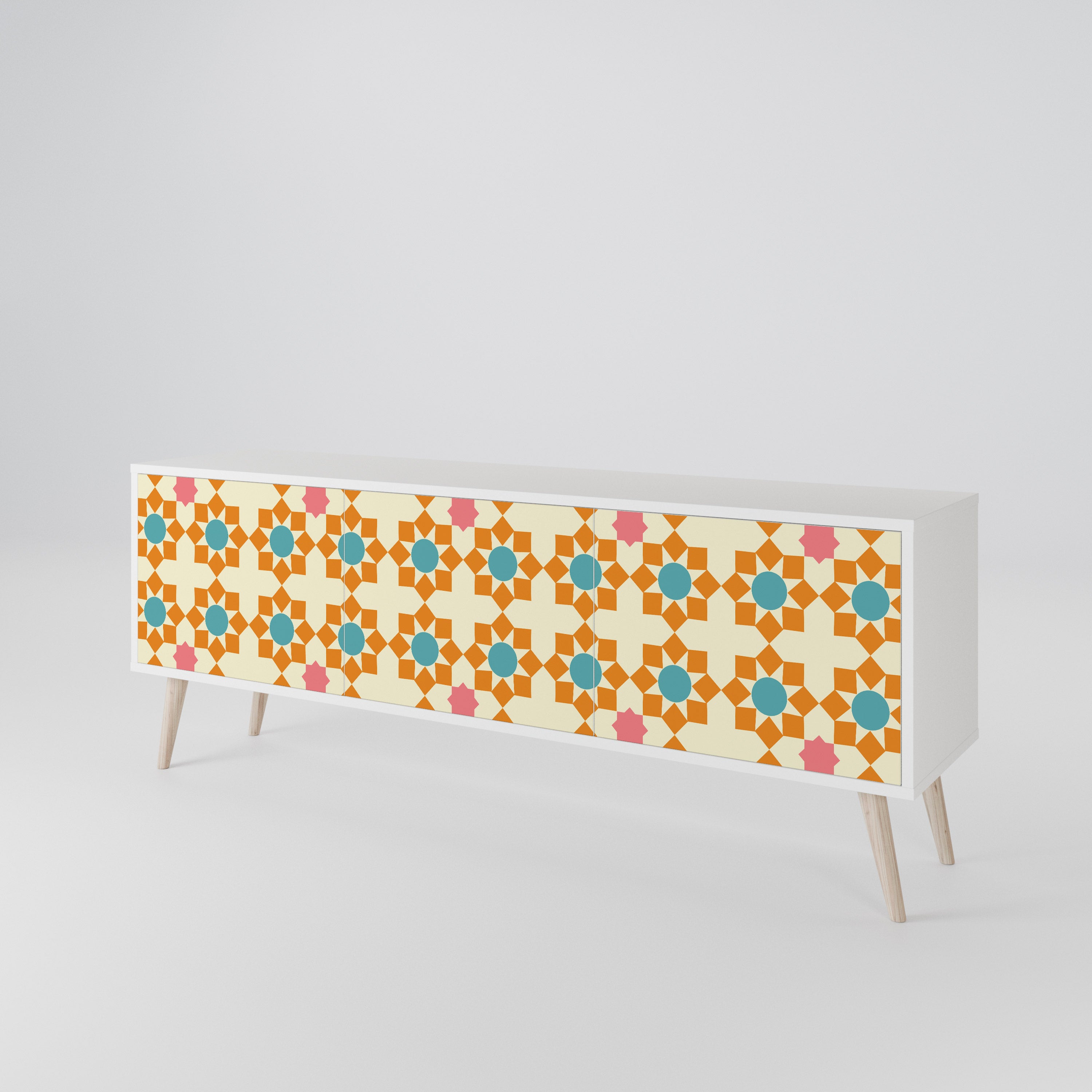 FLORAL DECOR 3-Door TV Cabinet