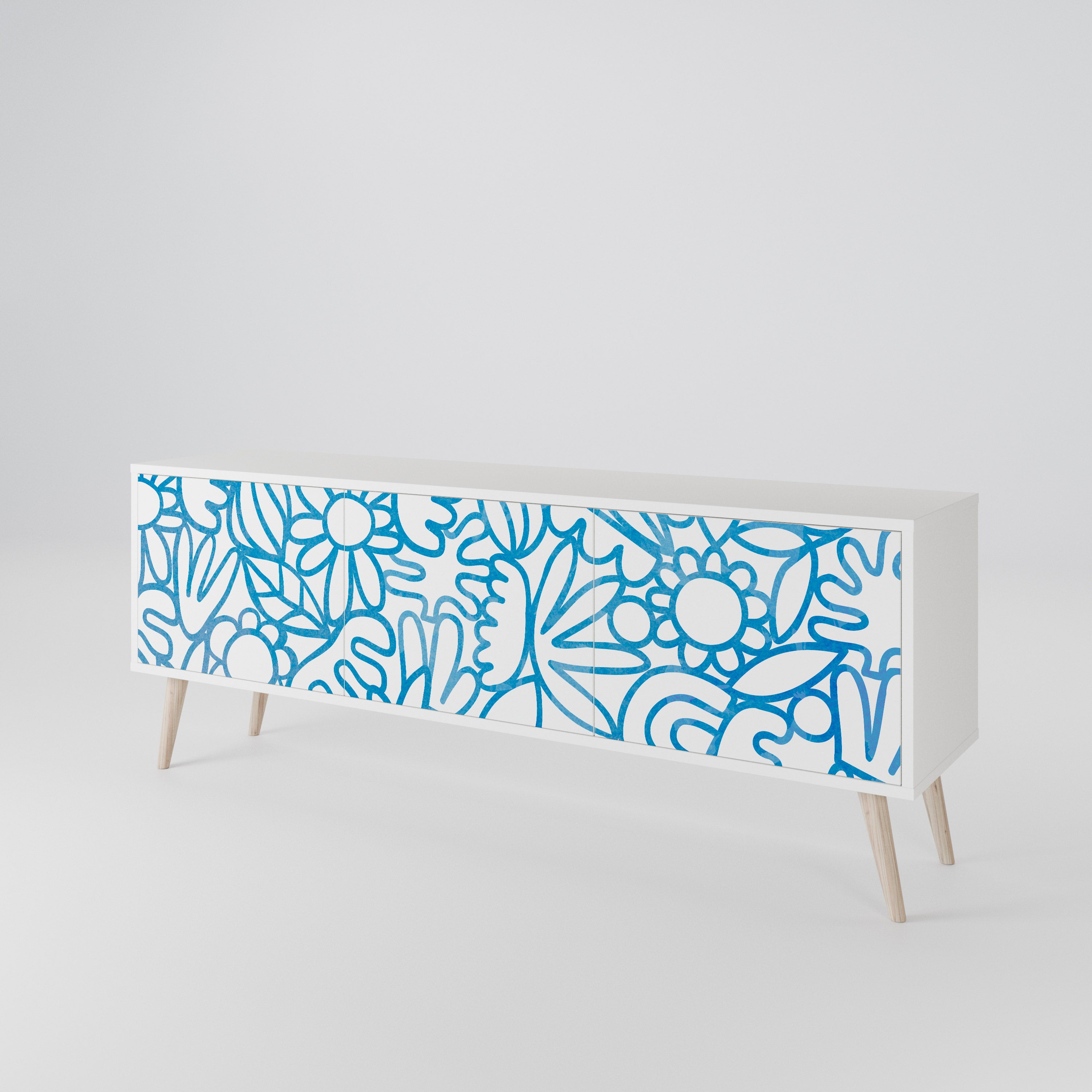 BLOOMY MORNING 3-Door TV Cabinet