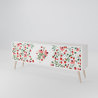 FLOWERS AND STRAWBERRIES 3-Door TV Cabinet