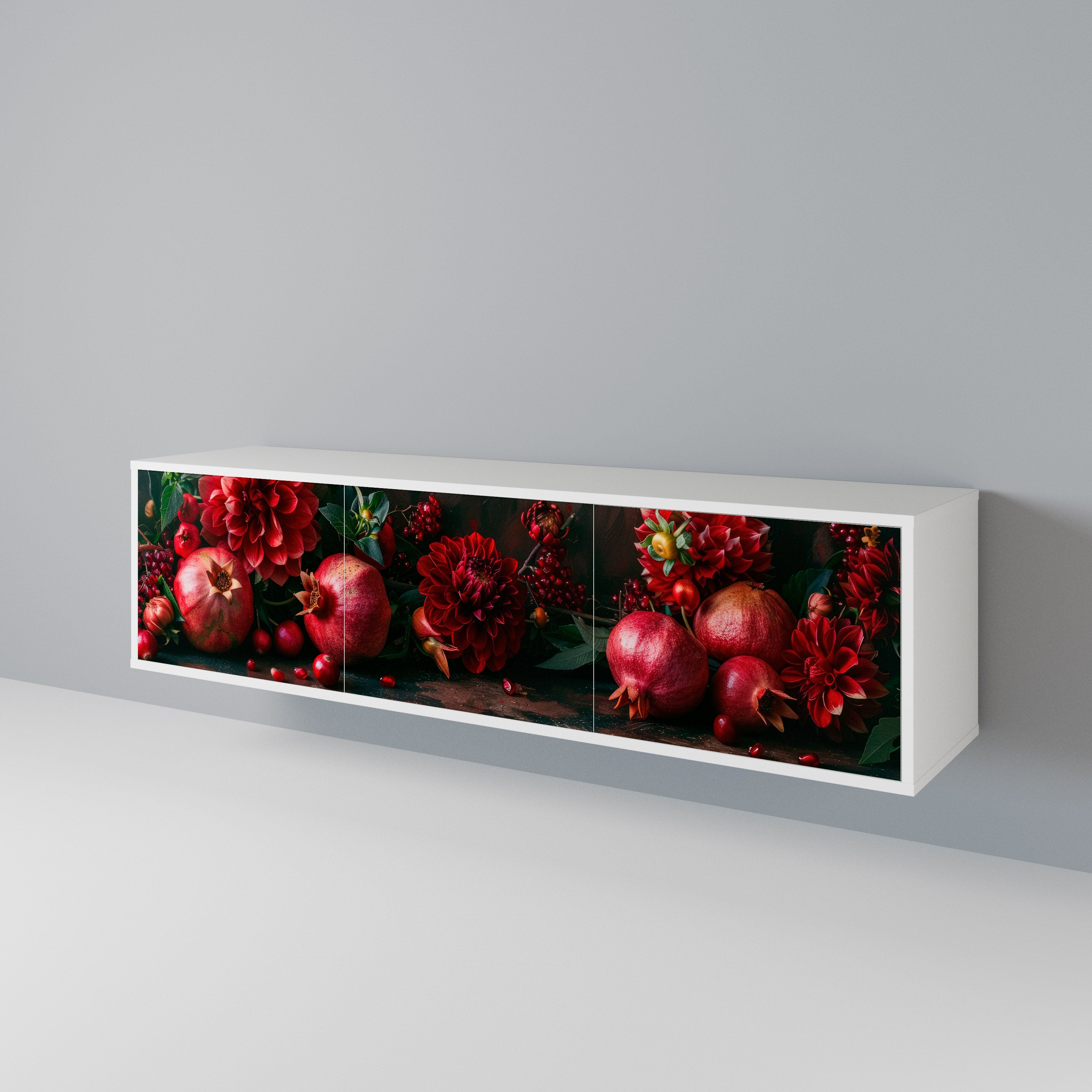 DAHLIAS AND POMEGRANATES 3-Door TV Cabinet