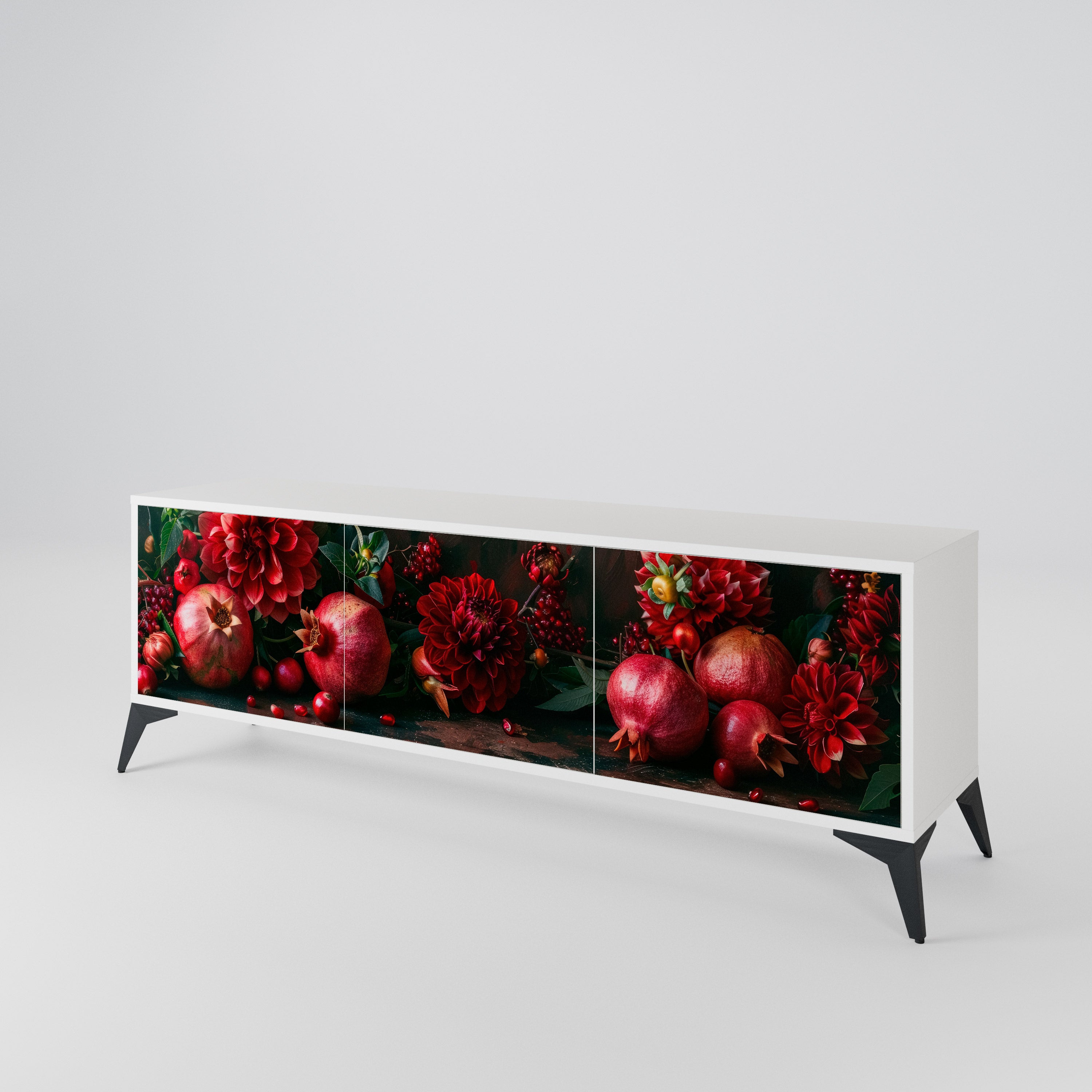 DAHLIAS AND POMEGRANATES 3-Door TV Cabinet