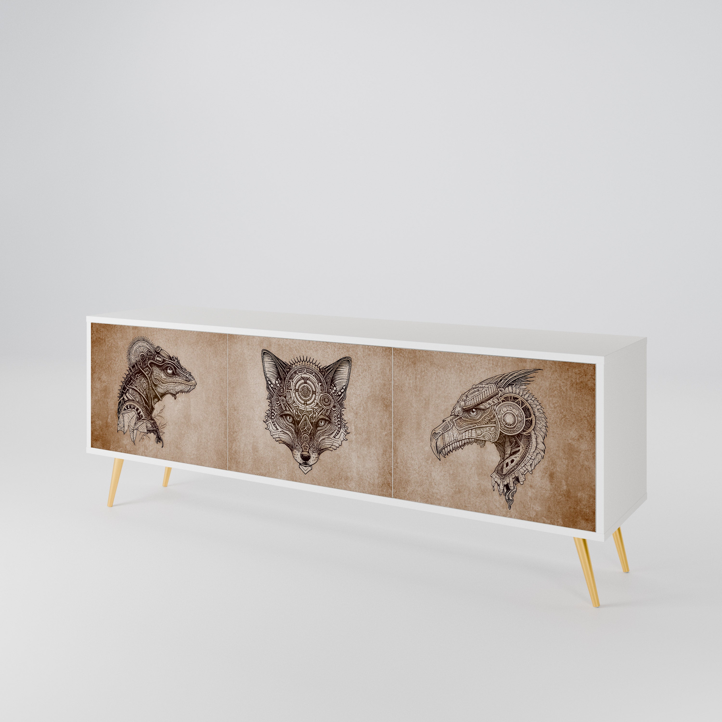 STEAMPUNK CLAN 3-Door TV Cabinet