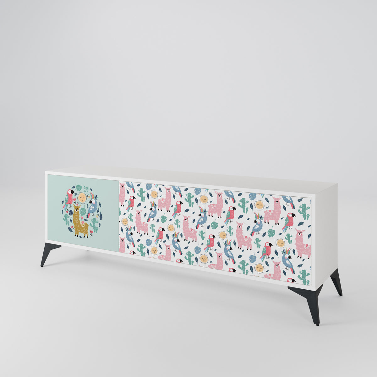 COLORFUL ALPACAS 3-Door TV Cabinet