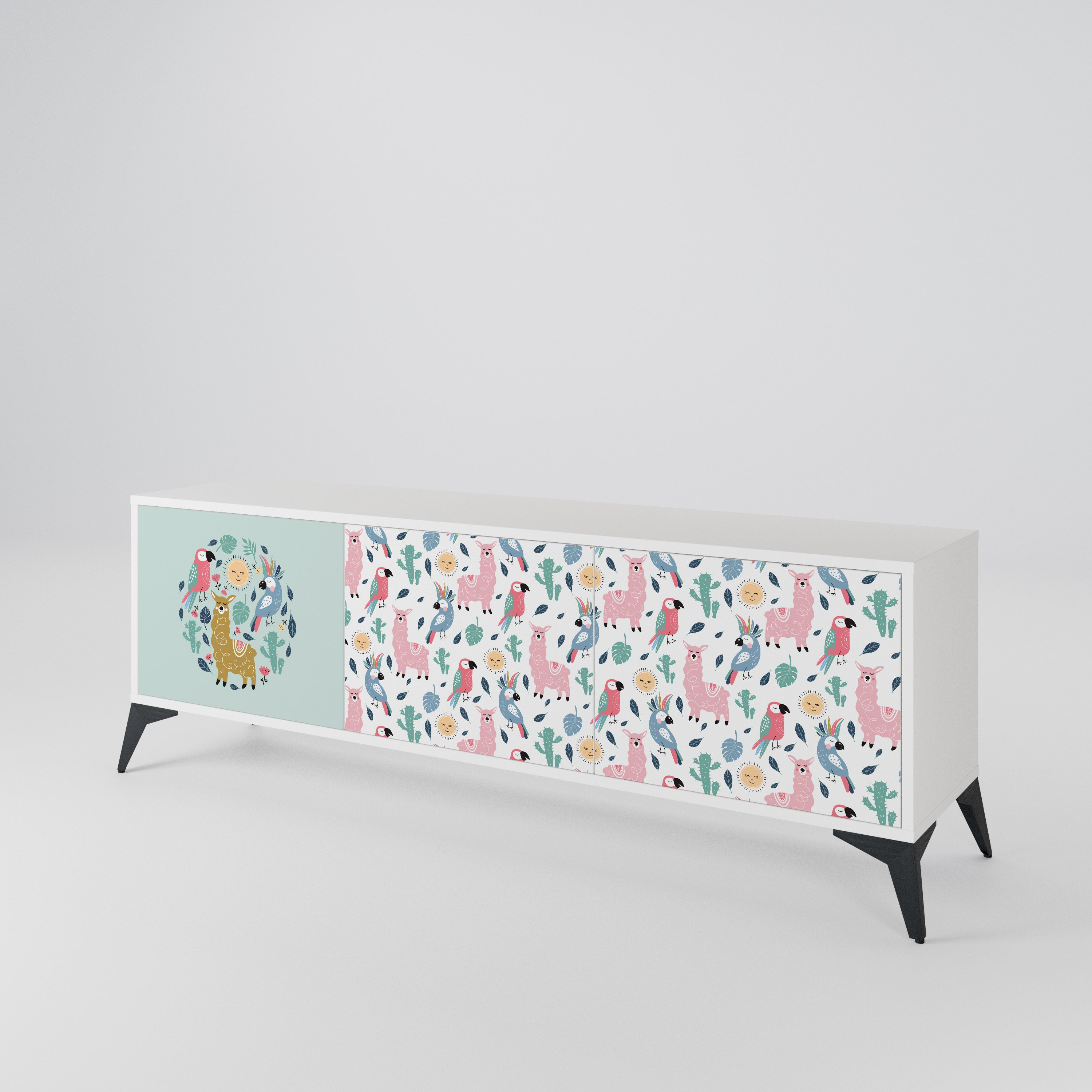 COLORFUL ALPACAS 3-Door TV Cabinet