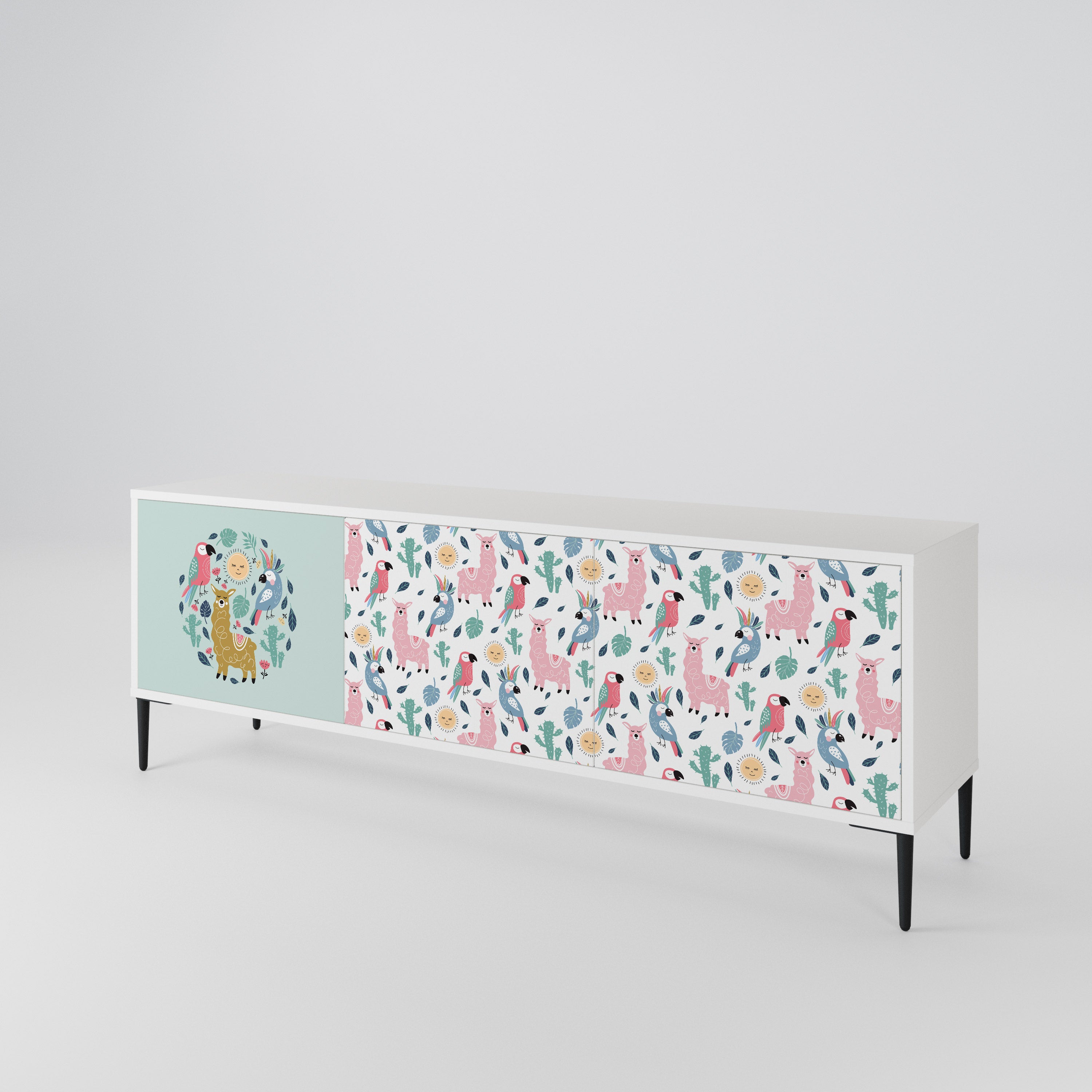 COLORFUL ALPACAS 3-Door TV Cabinet