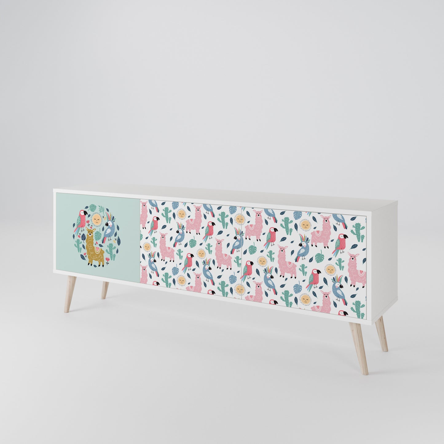 COLORFUL ALPACAS 3-Door TV Cabinet