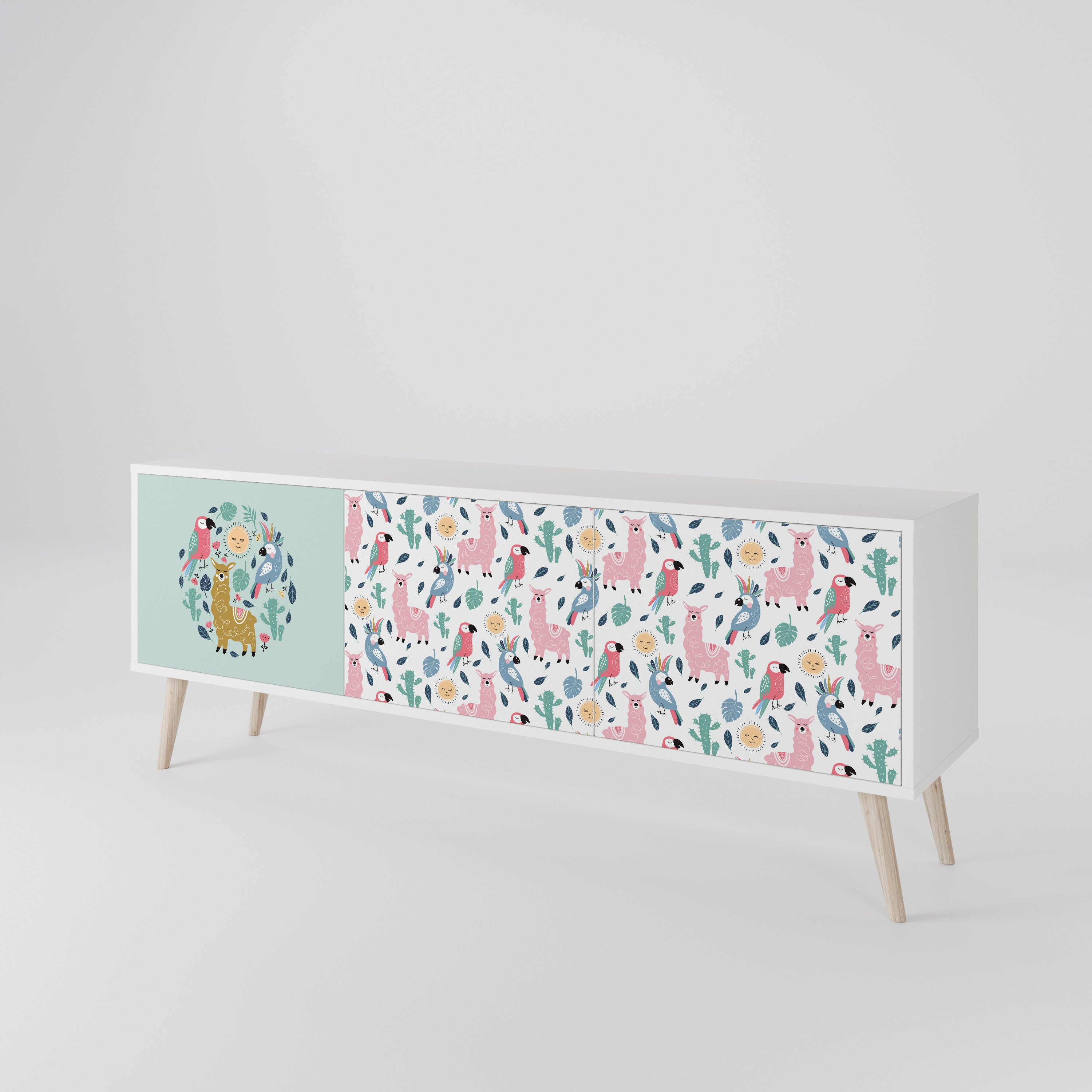 COLORFUL ALPACAS 3-Door TV Cabinet