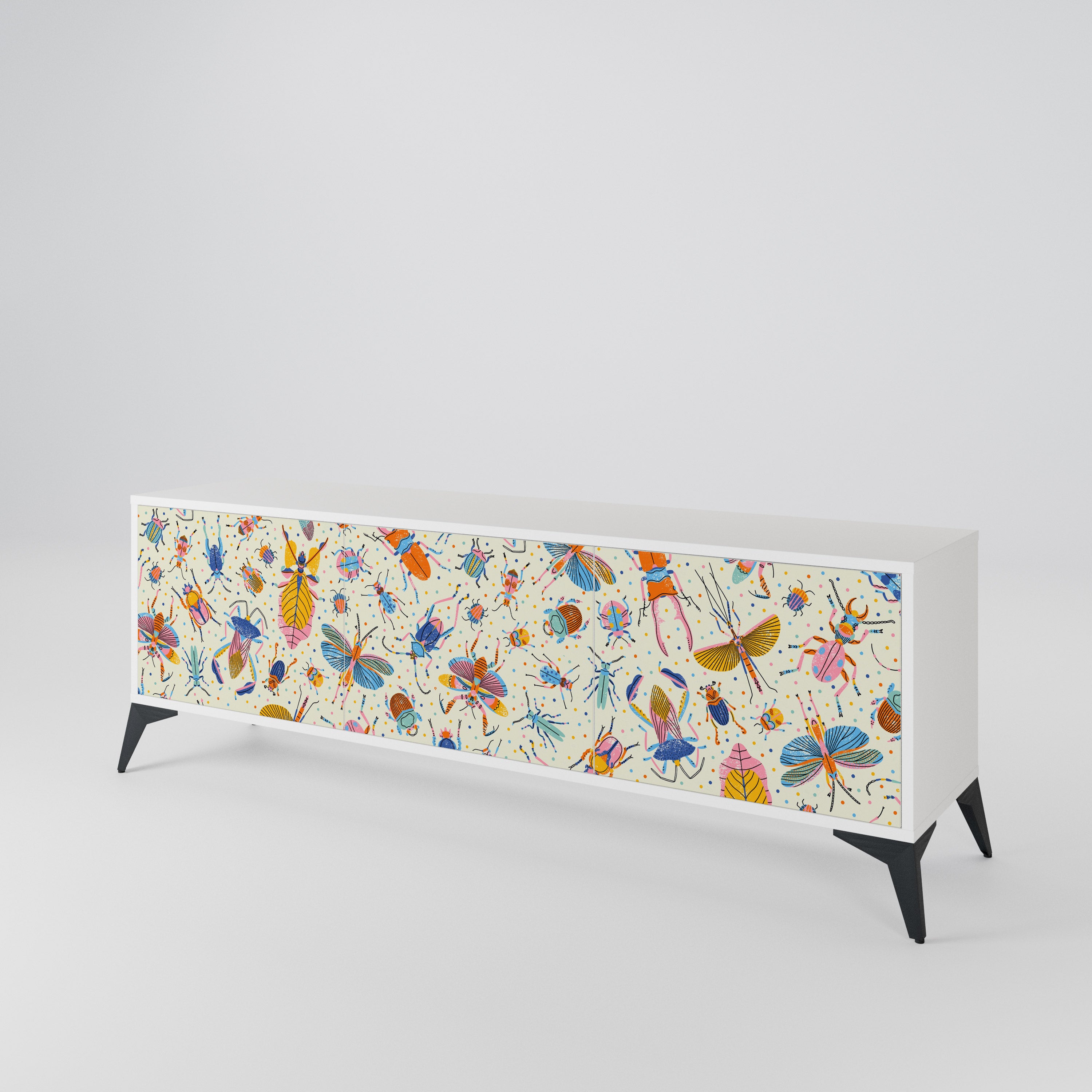 COLORFUL INSECTS 3-Door TV Cabinet