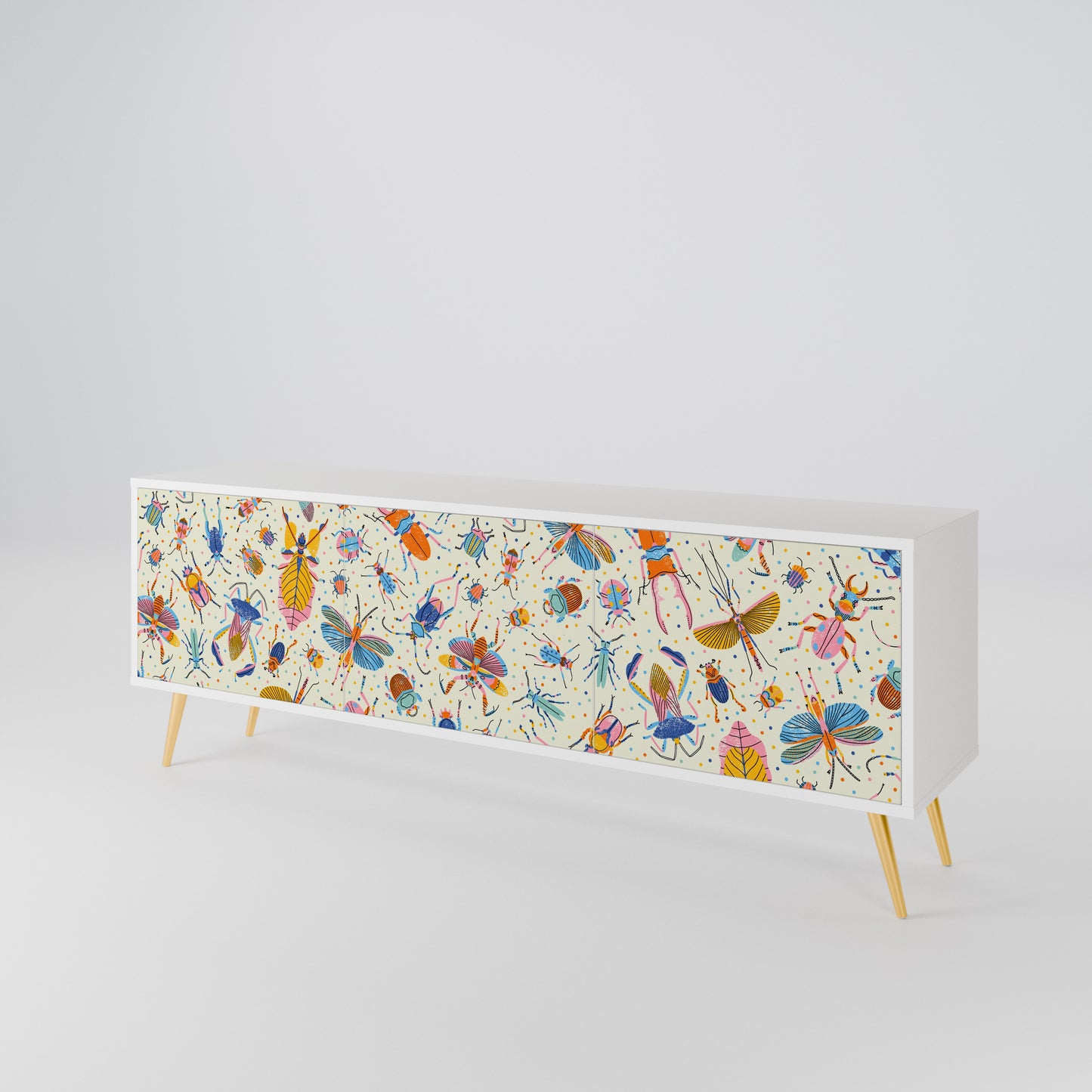 COLORFUL INSECTS 3-Door TV Cabinet