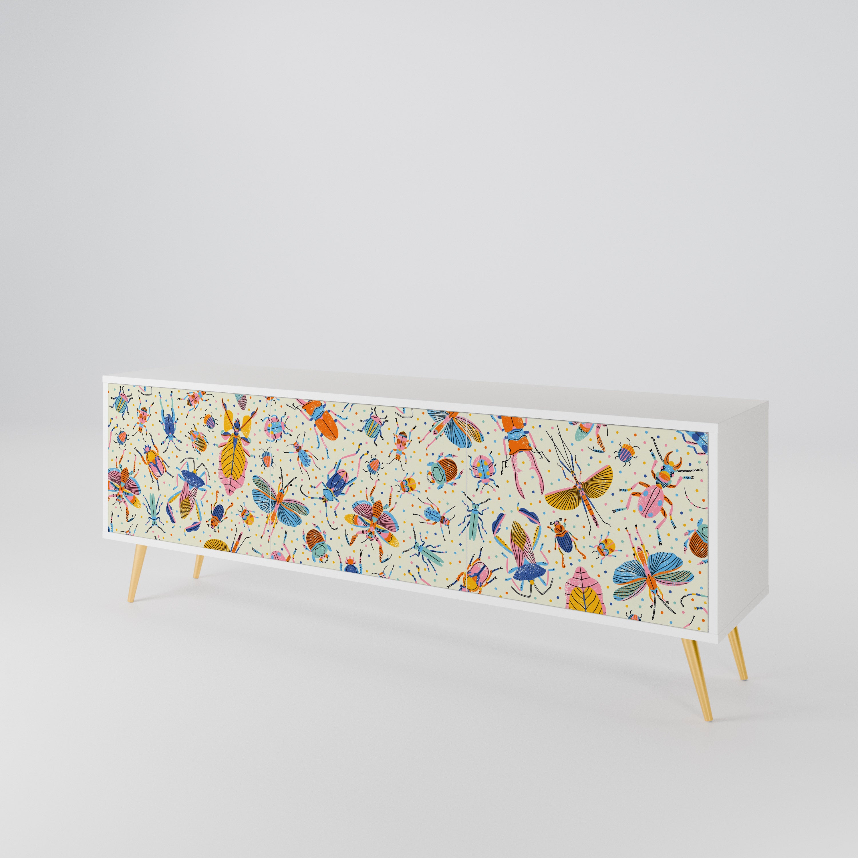COLORFUL INSECTS 3-Door TV Cabinet