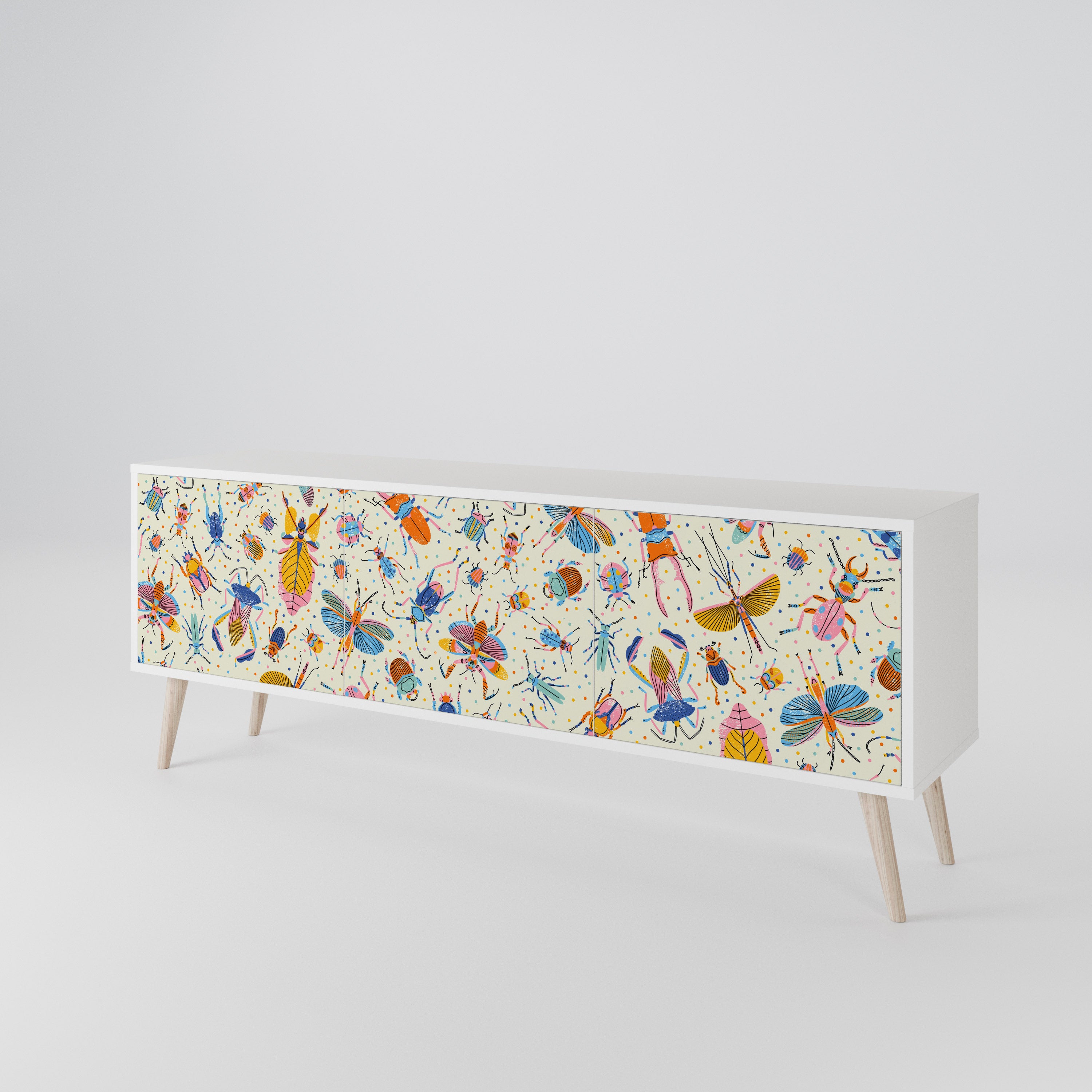 COLORFUL INSECTS 3-Door TV Cabinet