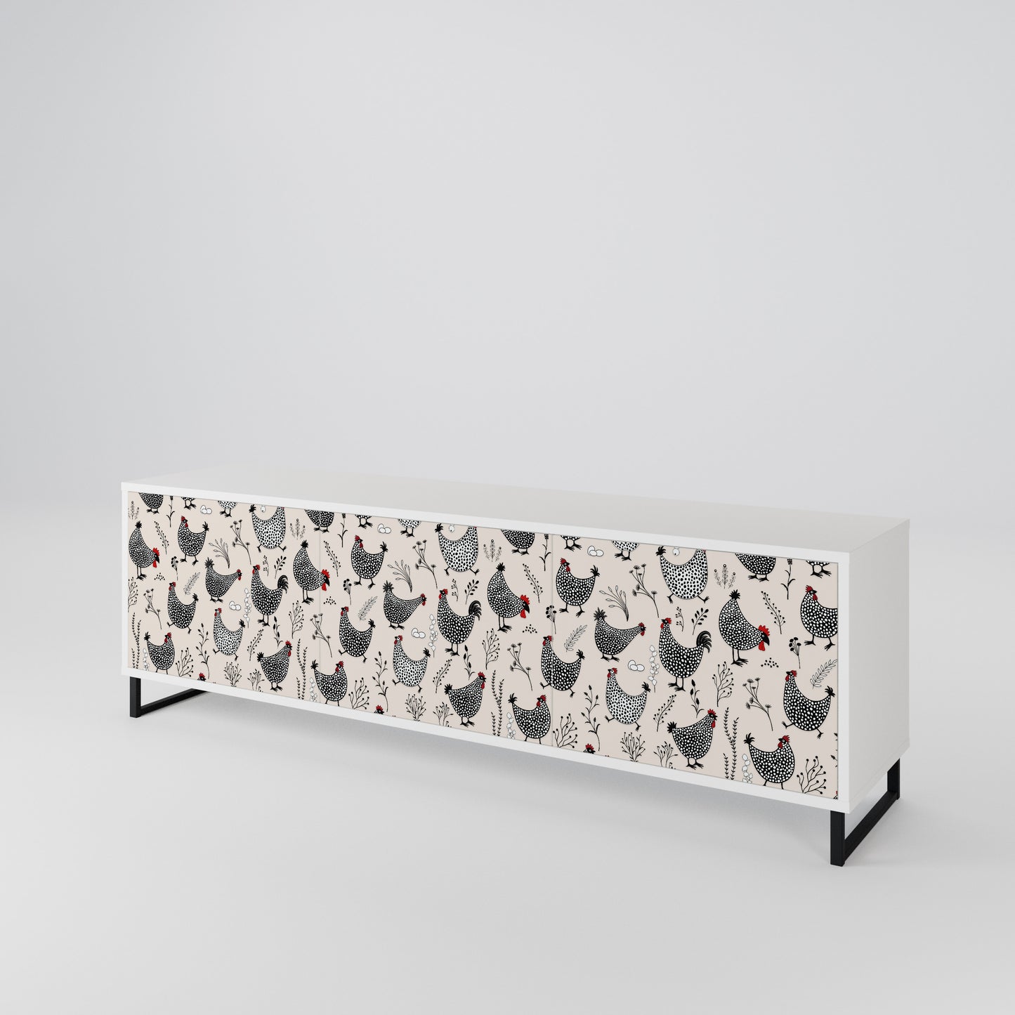 HAPPY HENS 3-Door TV Cabinet
