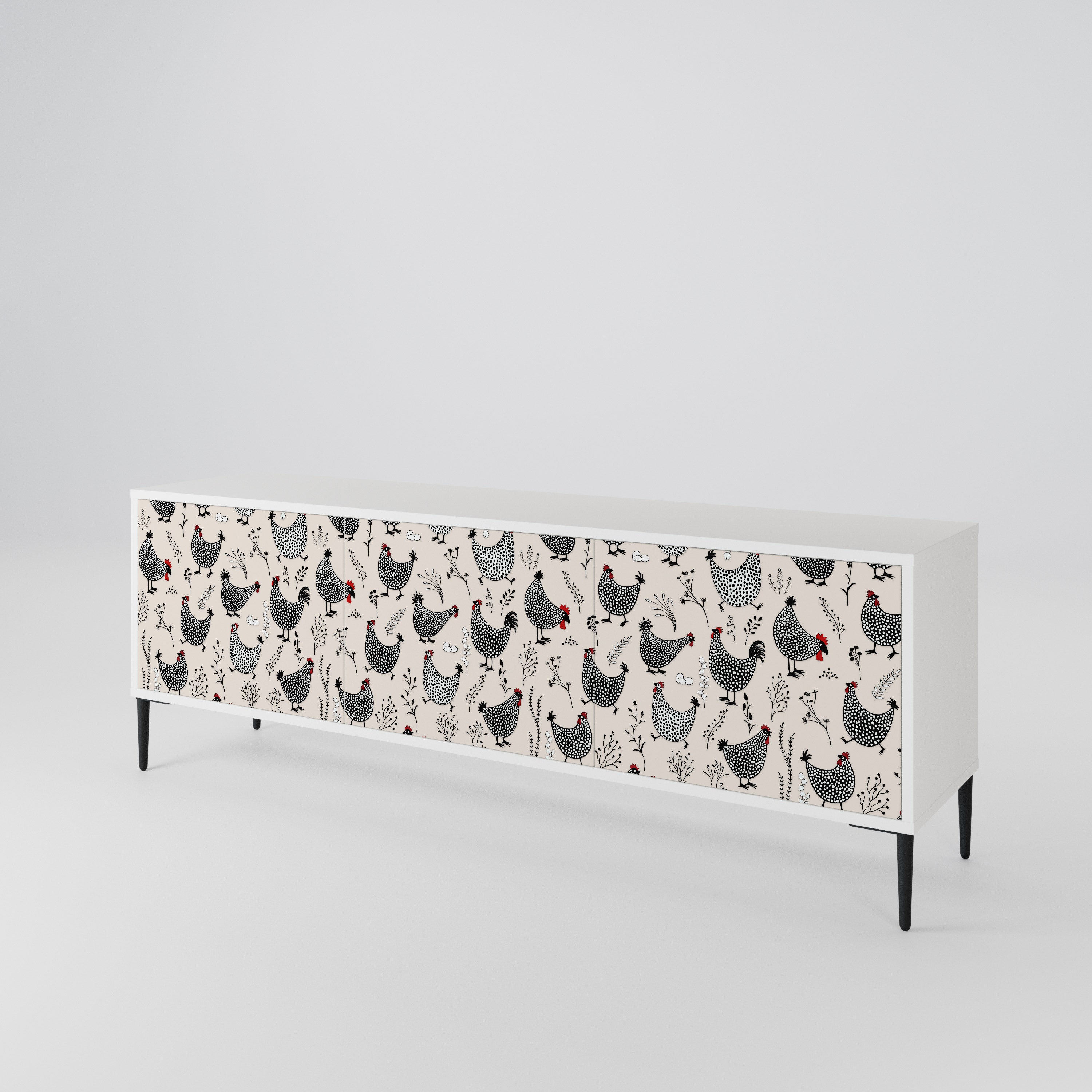 HAPPY HENS 3-Door TV Cabinet