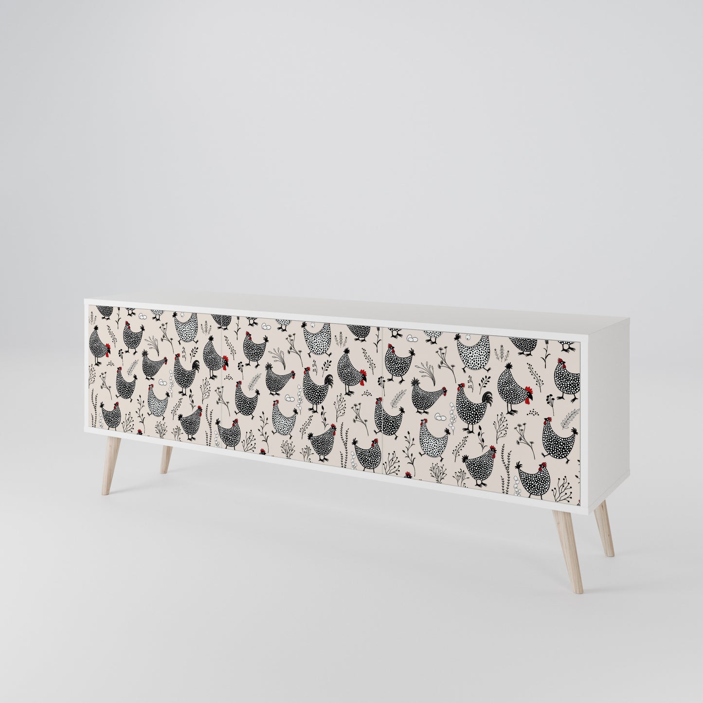 HAPPY HENS 3-Door TV Cabinet