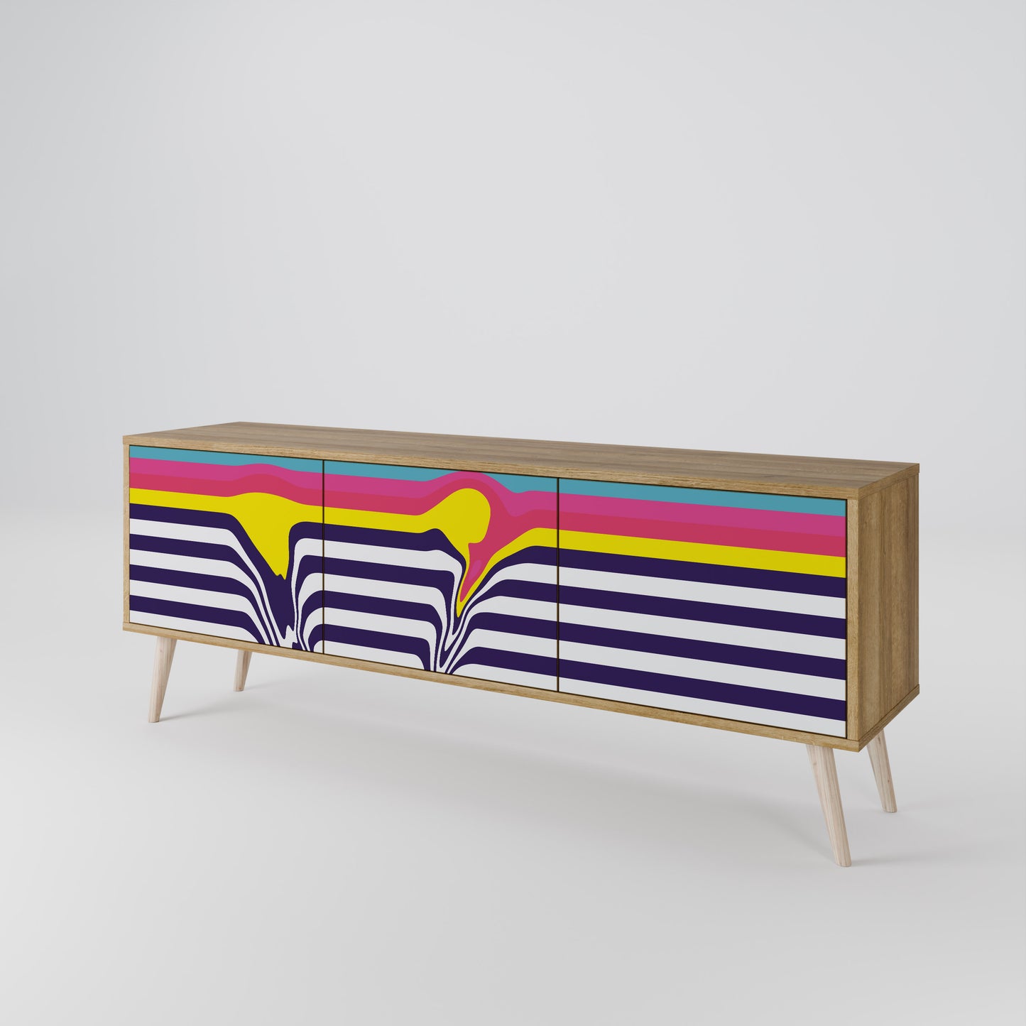 COLORFUL DIVERSION 3-Door TV Cabinet