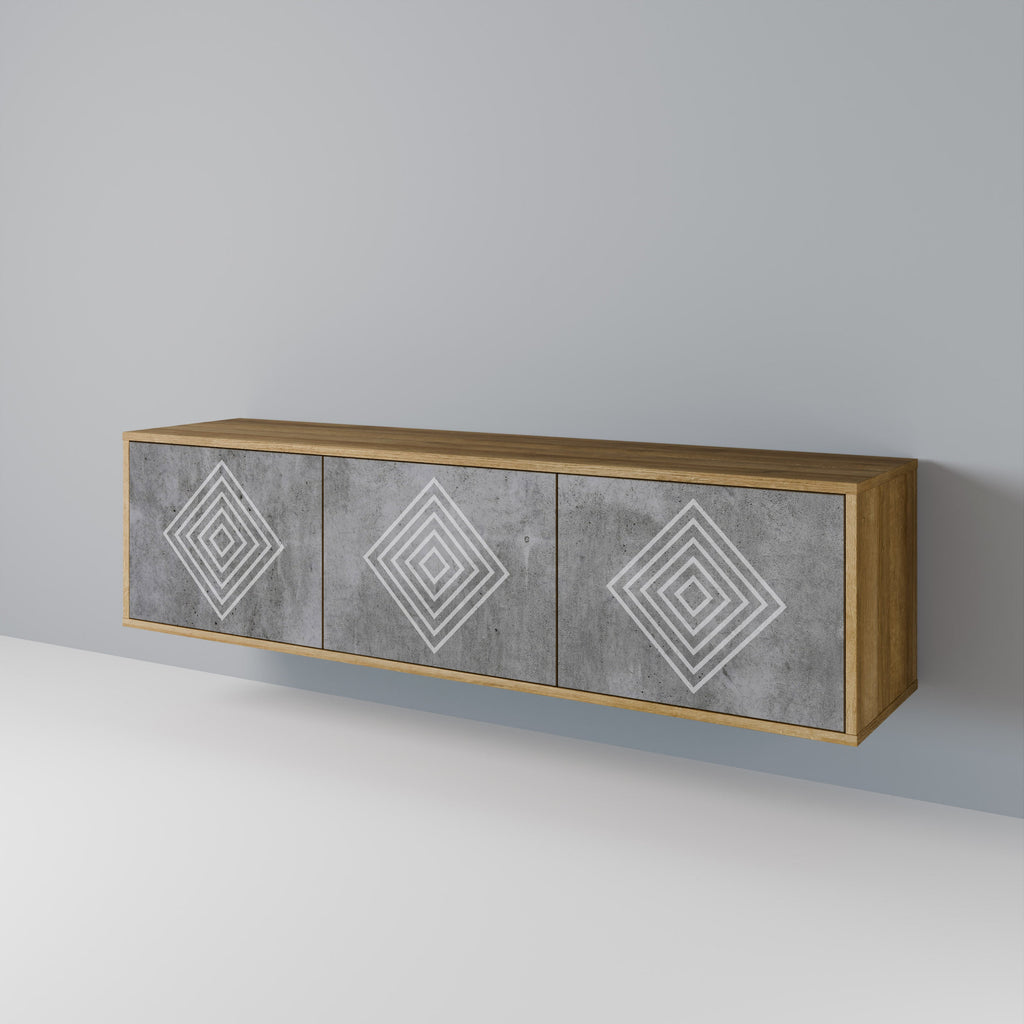 Meuble TV 3 portes POLYGONAL ARTISTRY effet chêne