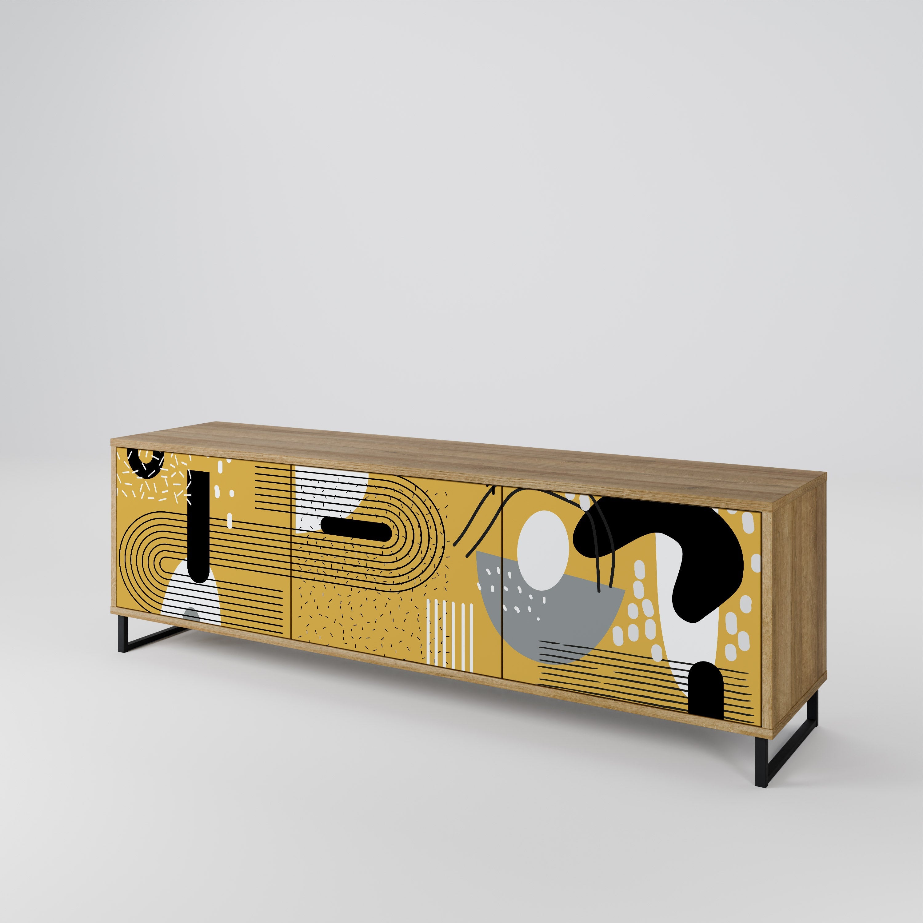 Meuble TV 3 portes SHAPESHIFT SYMPHONY effet chêne