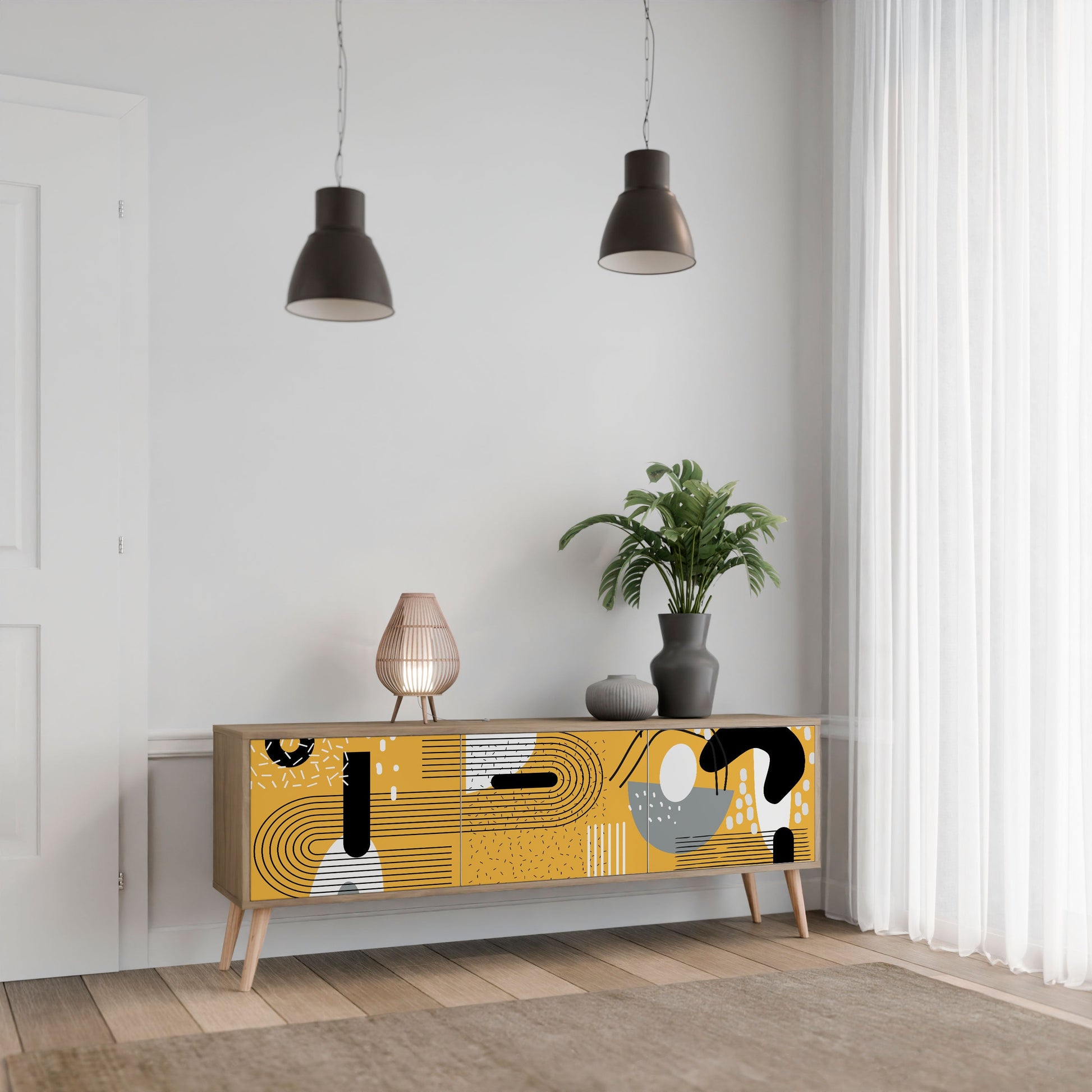 SHAPESHIFT SYMPHONY 3-Door TV Stand in Oak Effect