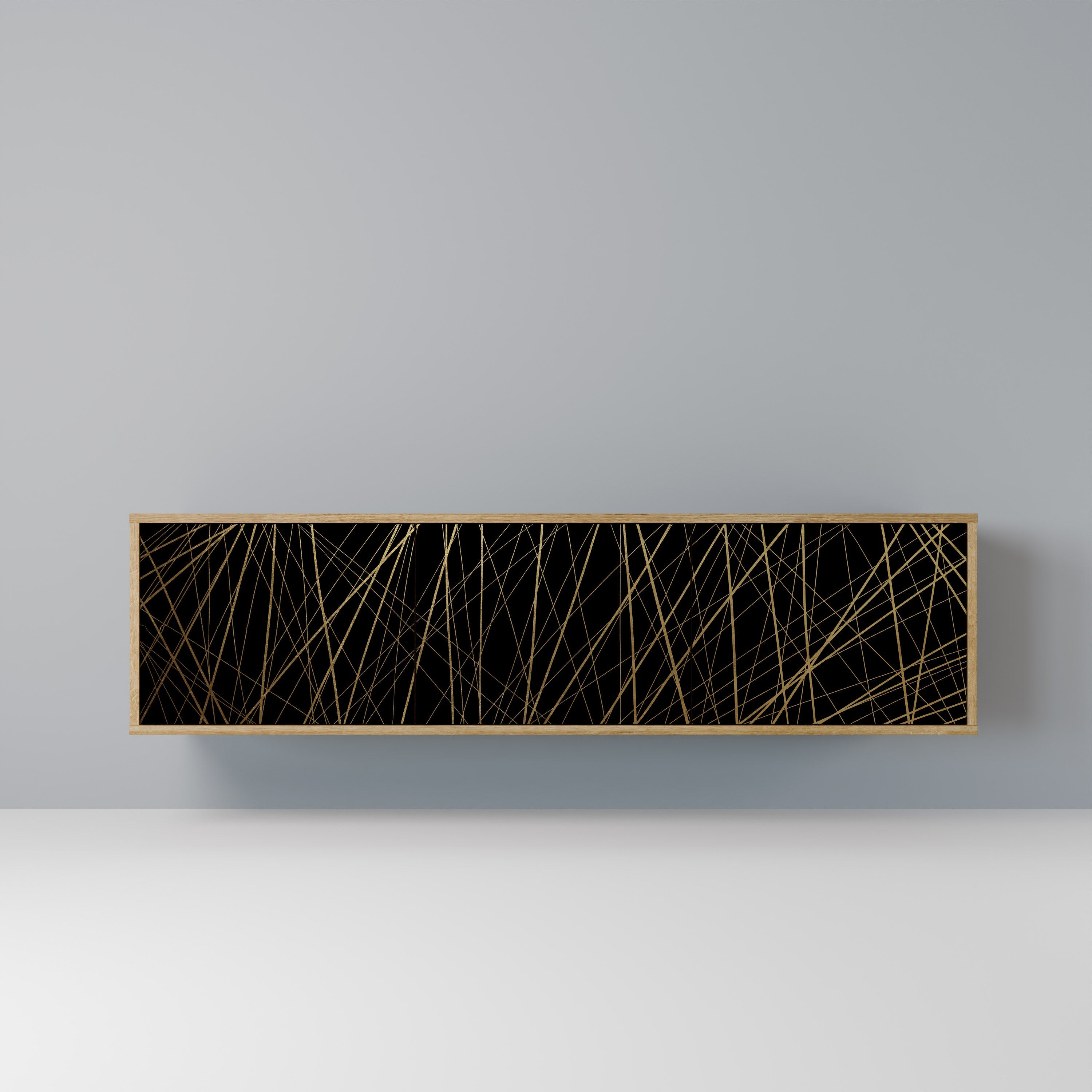 Meuble TV 3 portes BRIGHT MESH effet chêne