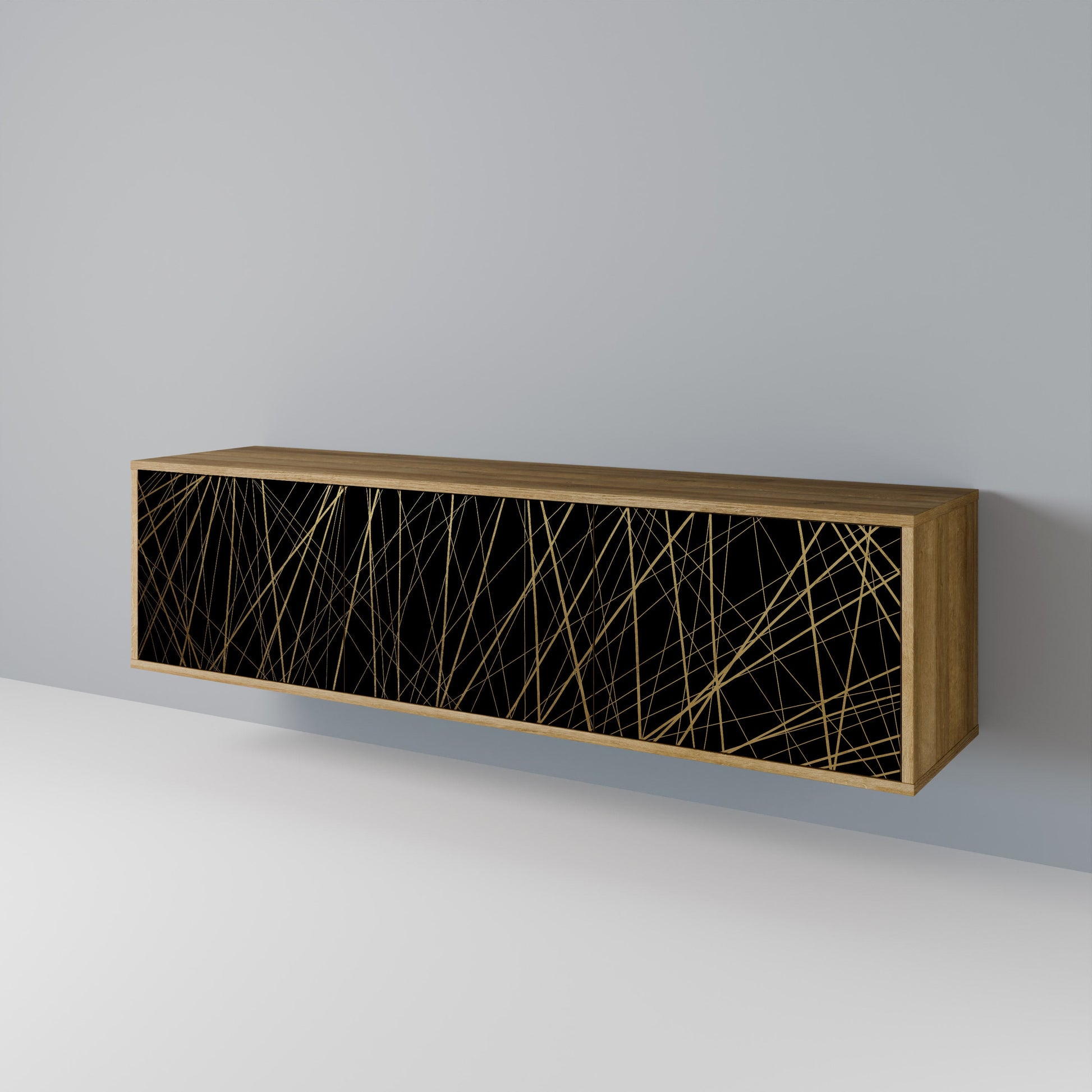 Meuble TV 3 portes BRIGHT MESH effet chêne