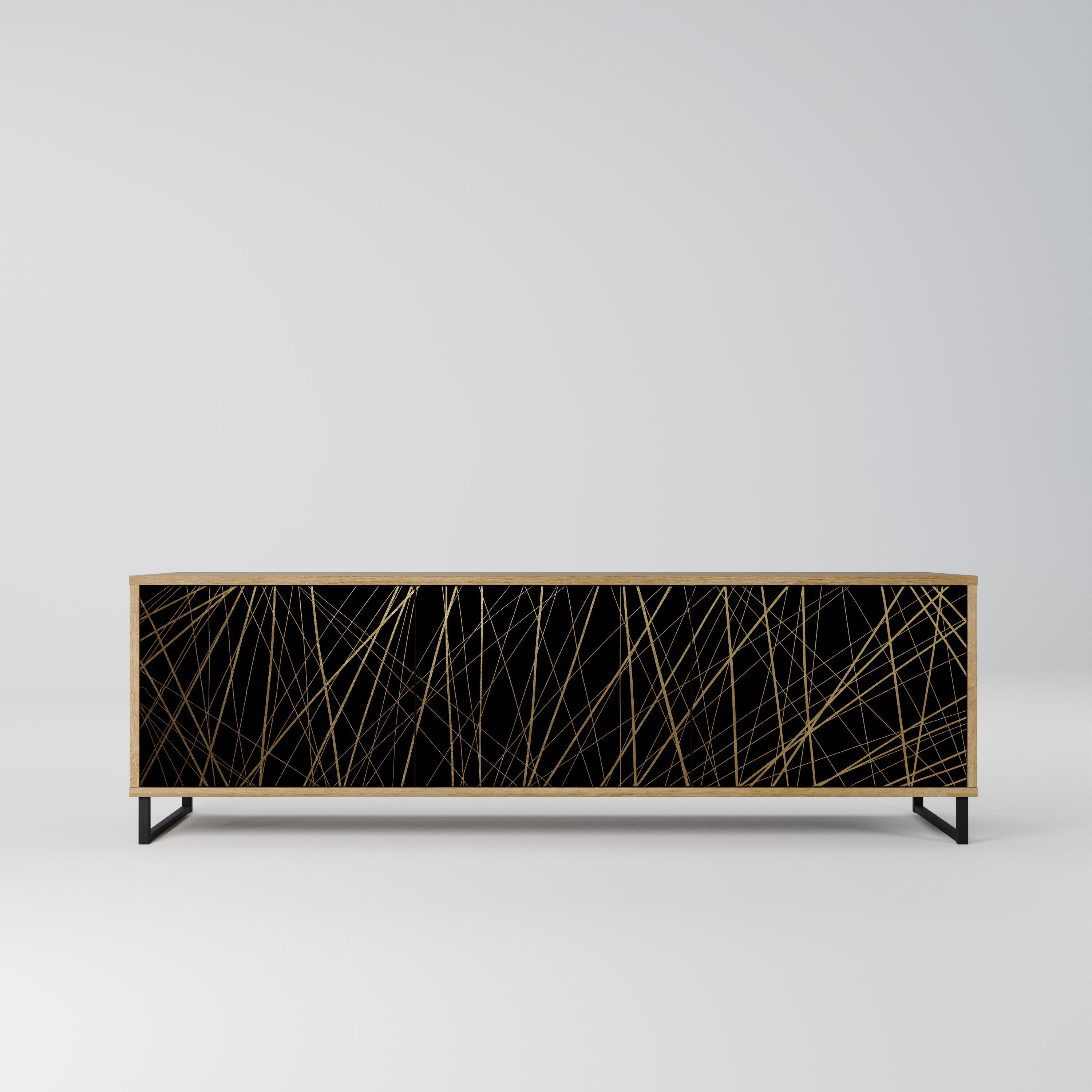 Meuble TV 3 portes BRIGHT MESH effet chêne