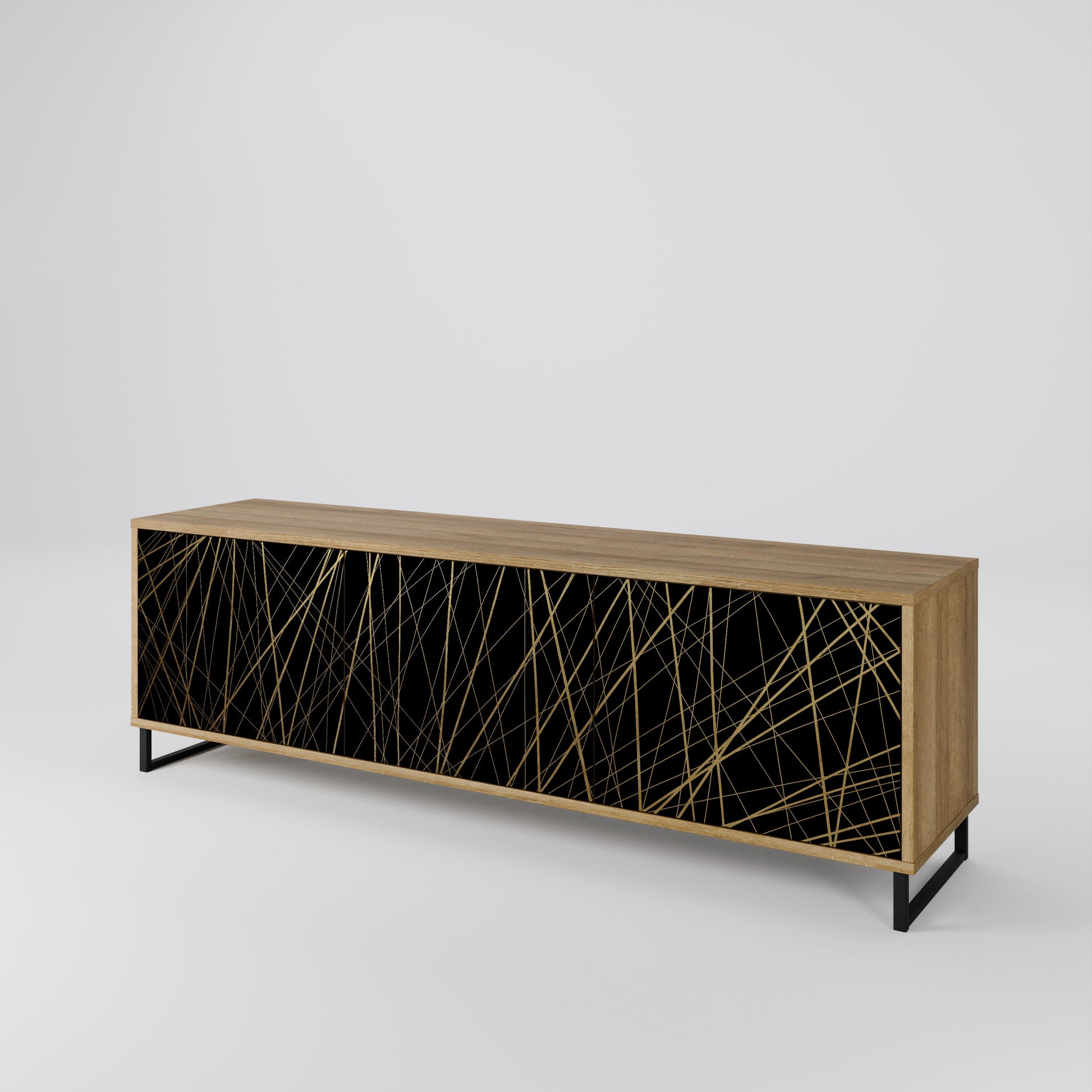 Meuble TV 3 portes BRIGHT MESH effet chêne