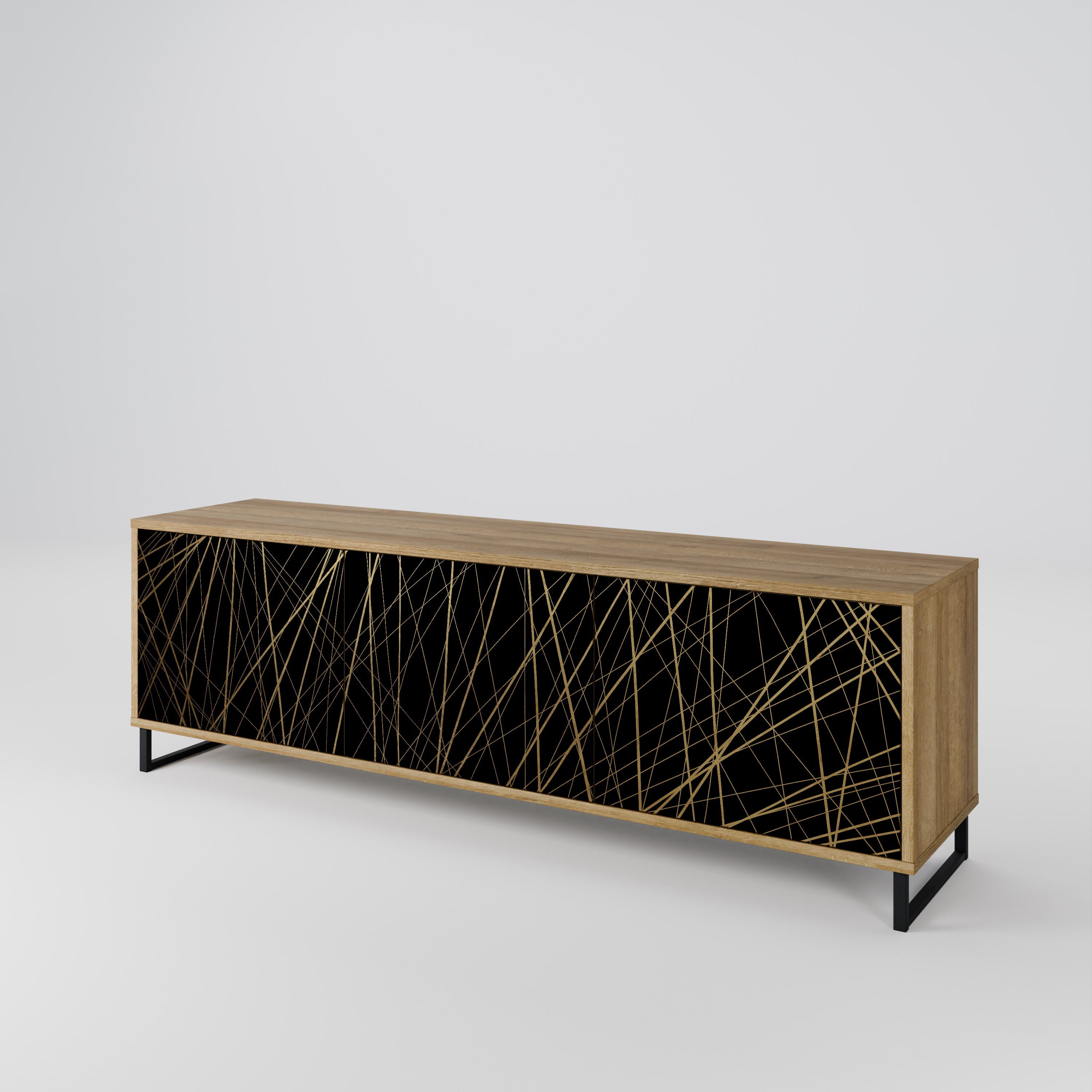 Meuble TV 3 portes BRIGHT MESH effet chêne