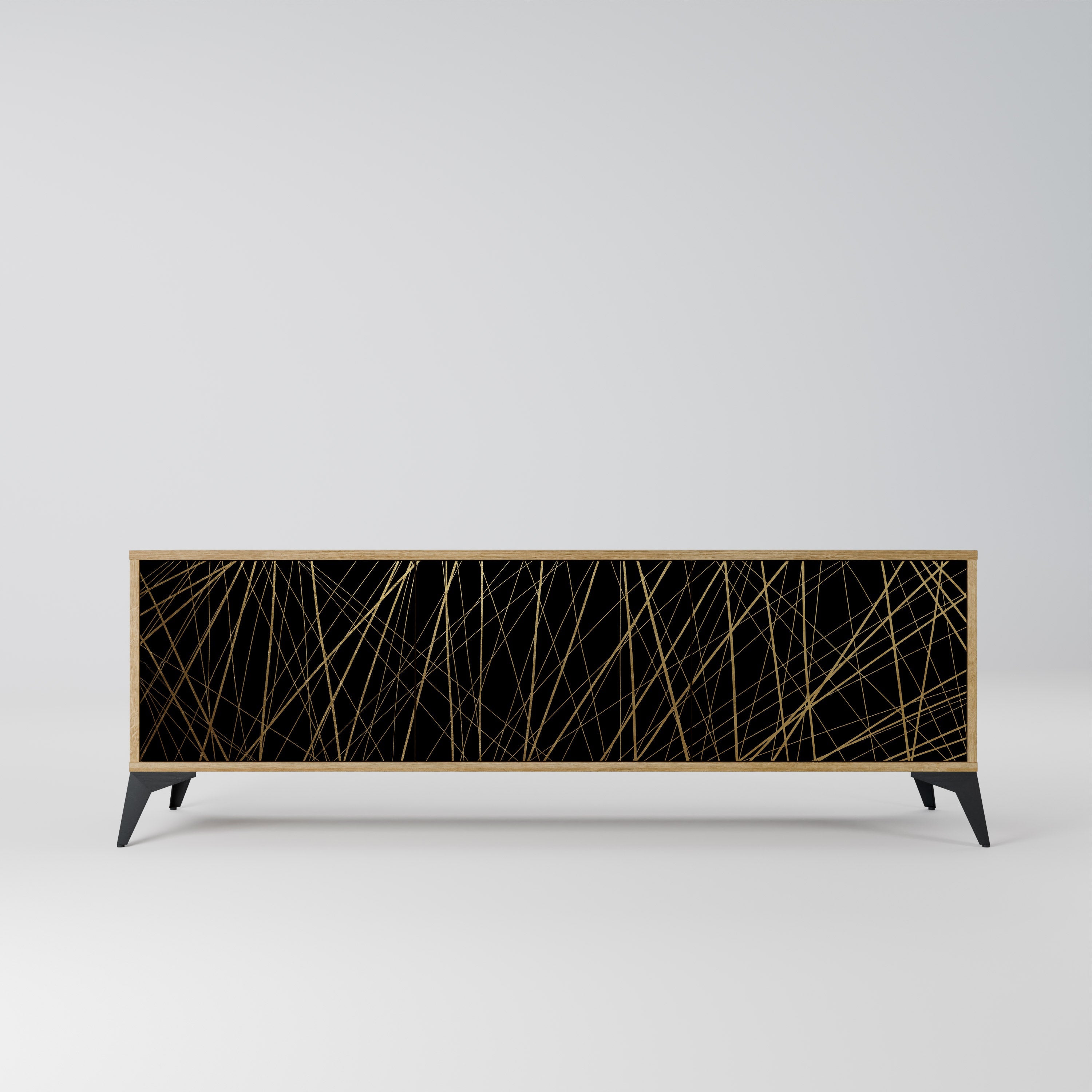 Meuble TV 3 portes BRIGHT MESH effet chêne