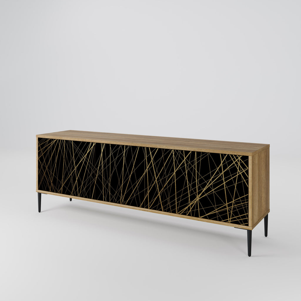 Meuble TV 3 portes BRIGHT MESH effet chêne