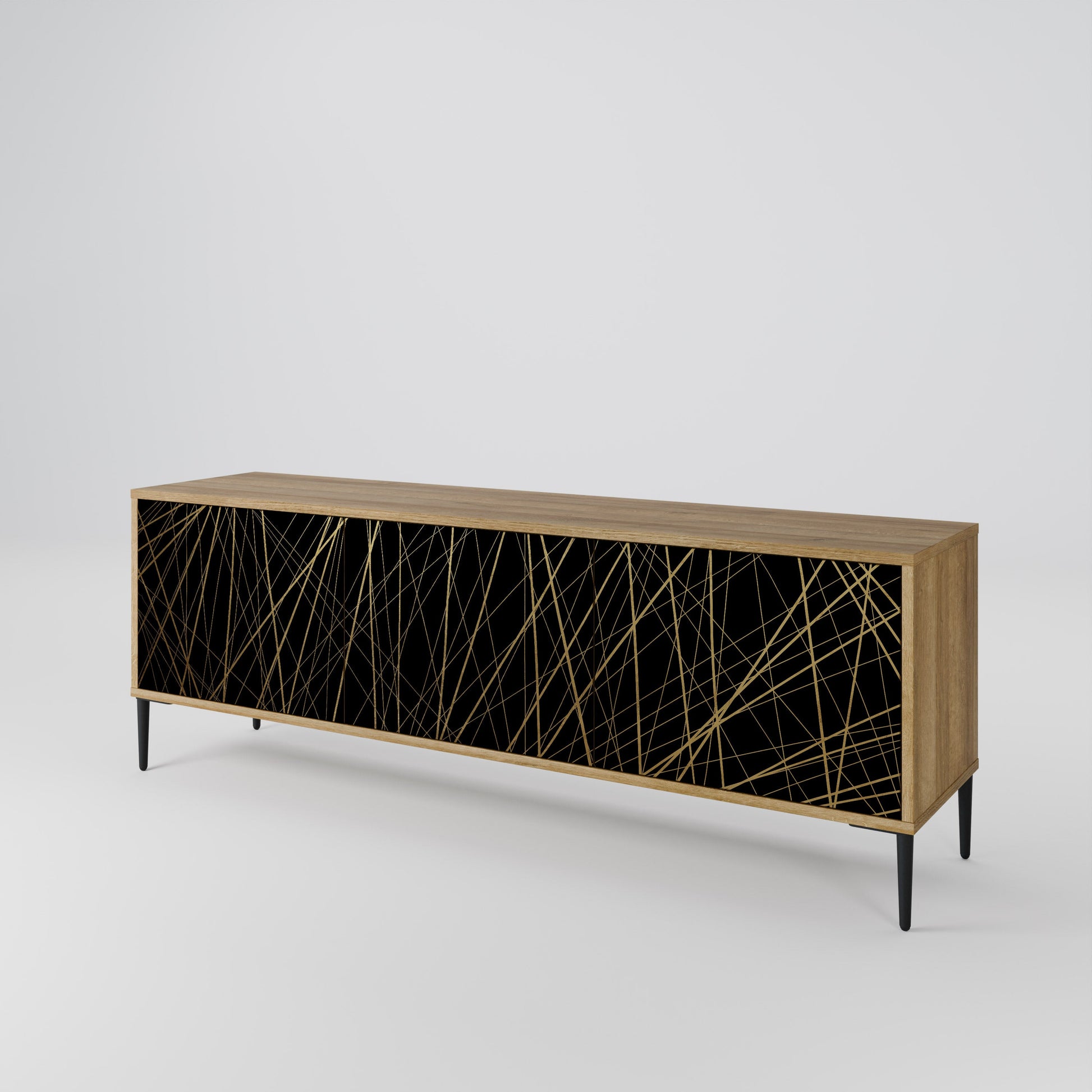 Meuble TV 3 portes BRIGHT MESH effet chêne