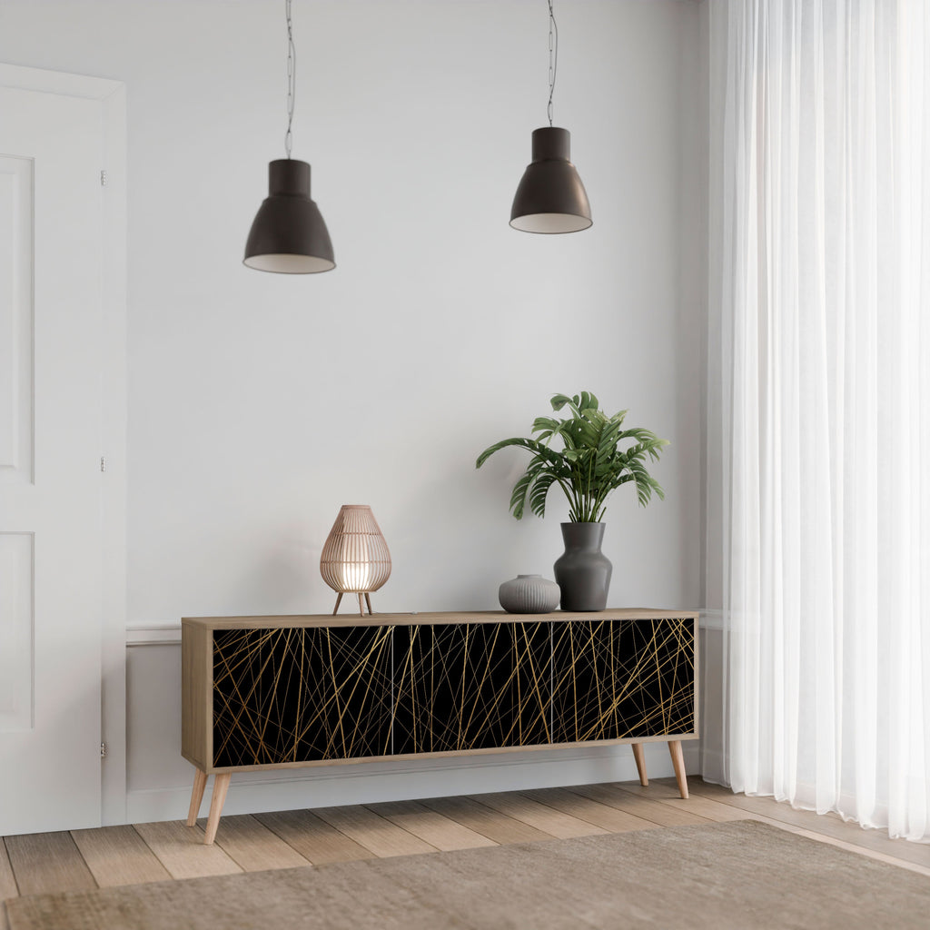 Meuble TV 3 portes BRIGHT MESH effet chêne
