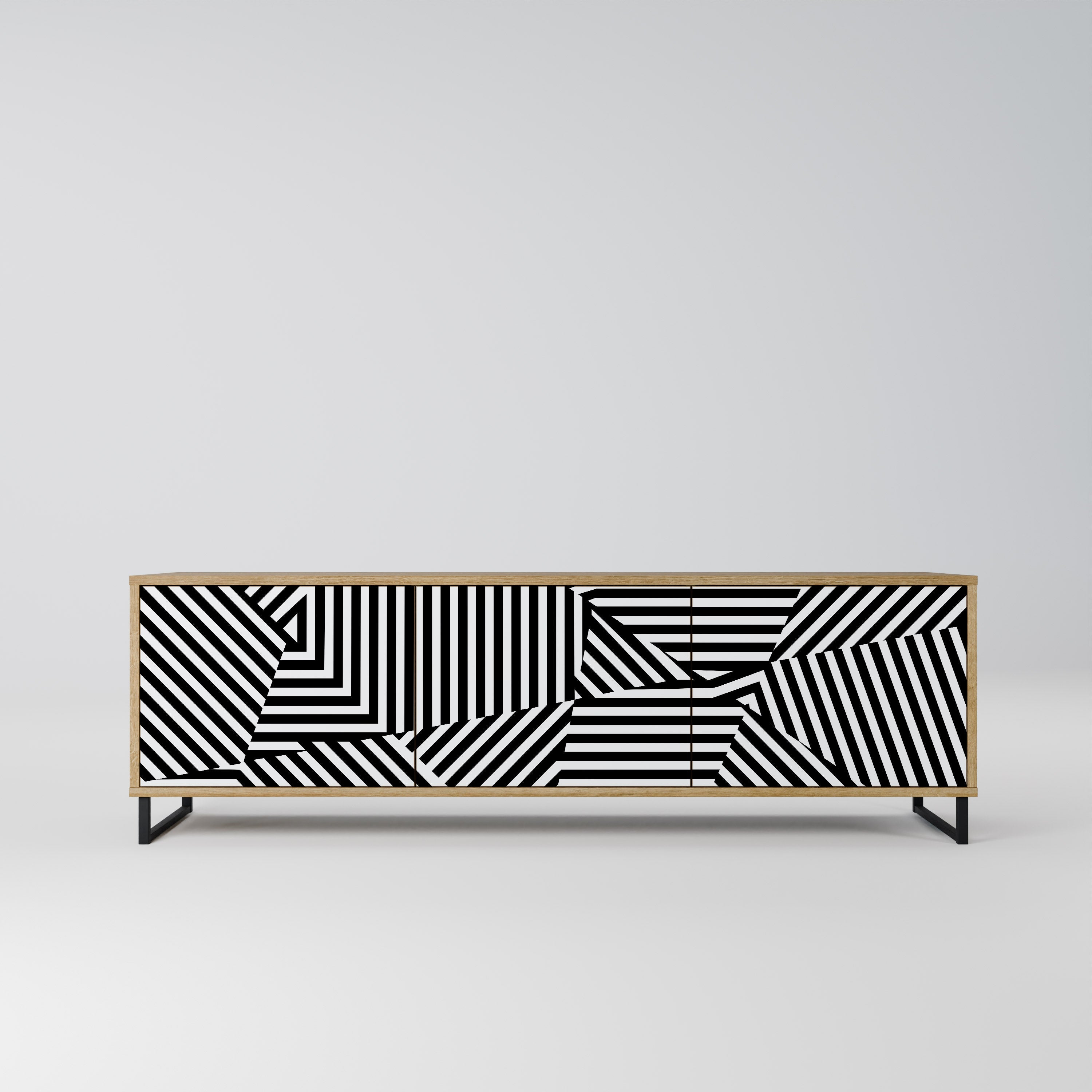 Meuble TV 3 portes ILLUSIONARY LATTICE effet chêne