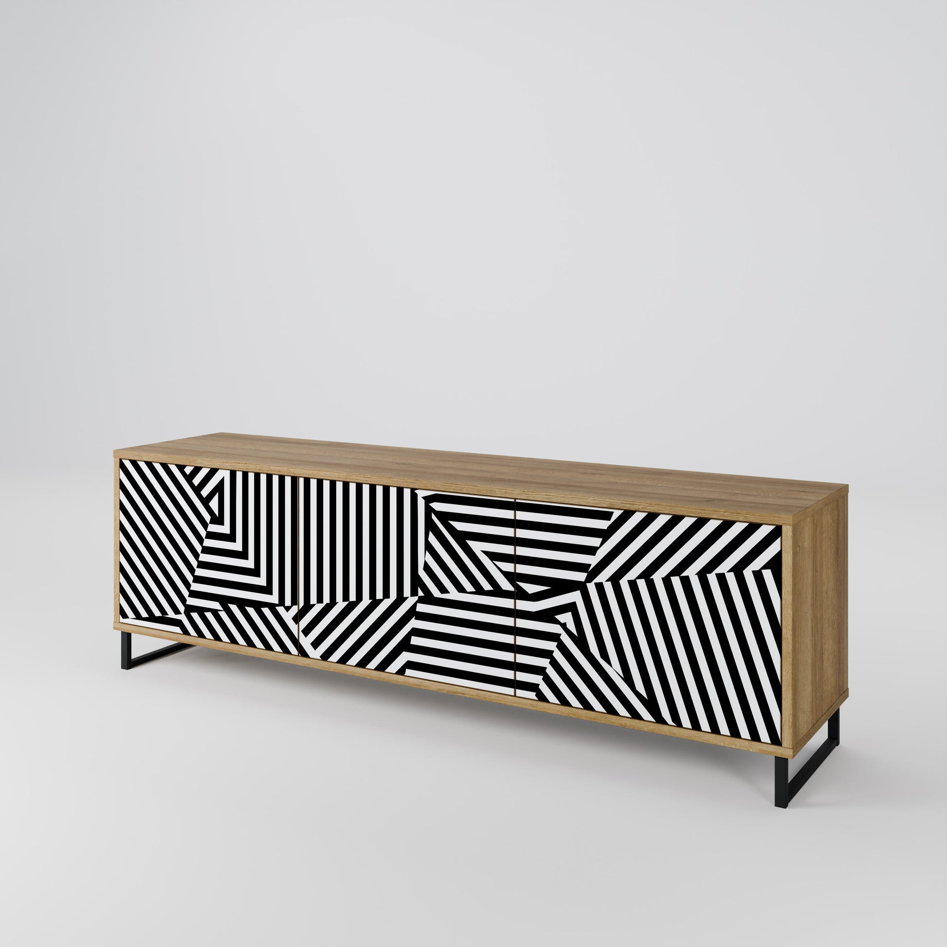Meuble TV 3 portes ILLUSIONARY LATTICE effet chêne