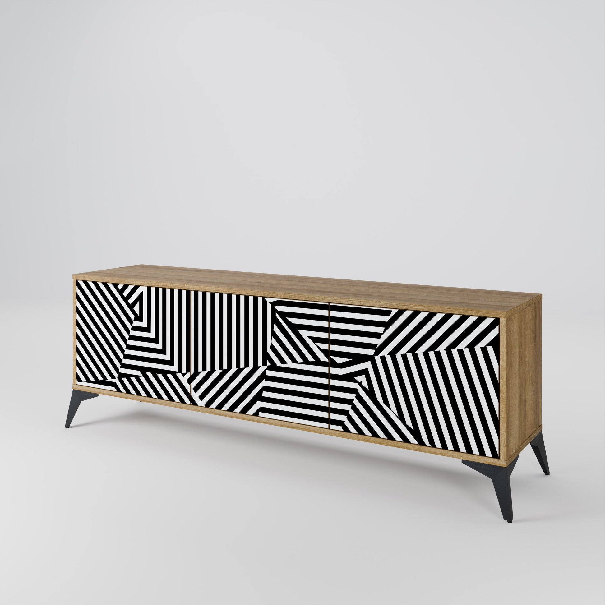 Meuble TV 3 portes ILLUSIONARY LATTICE effet chêne