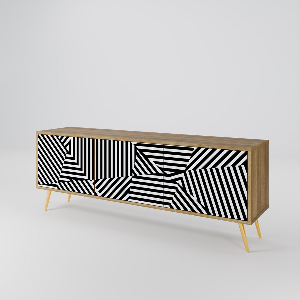 Meuble TV 3 portes ILLUSIONARY LATTICE effet chêne