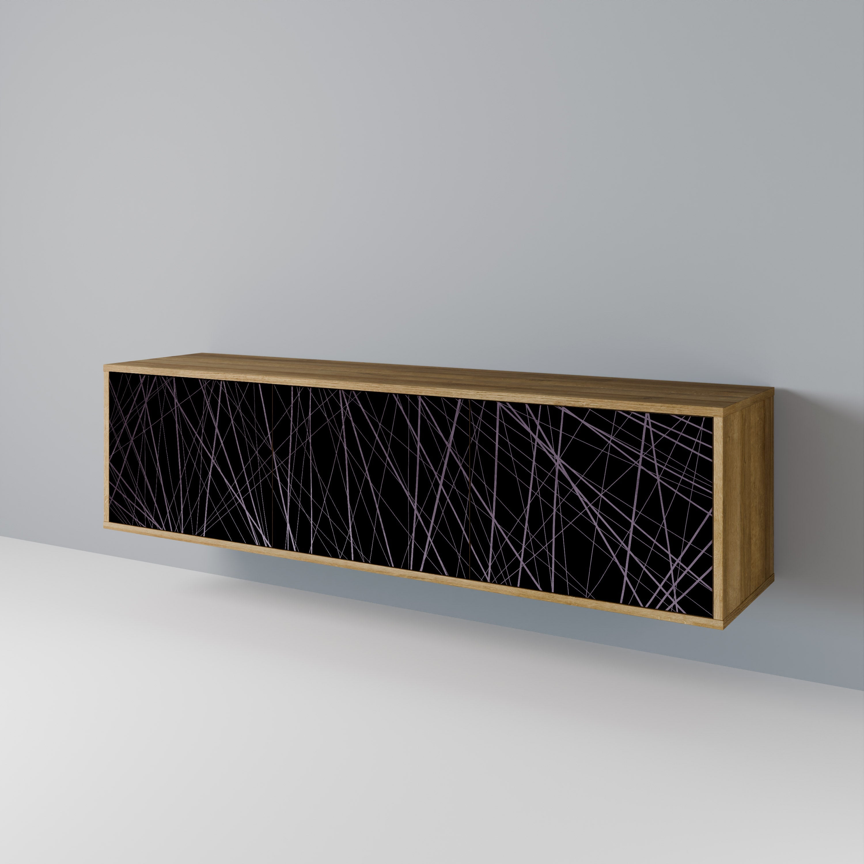 Meuble TV 3 portes SHIMMER SPIDERGRAM effet chêne