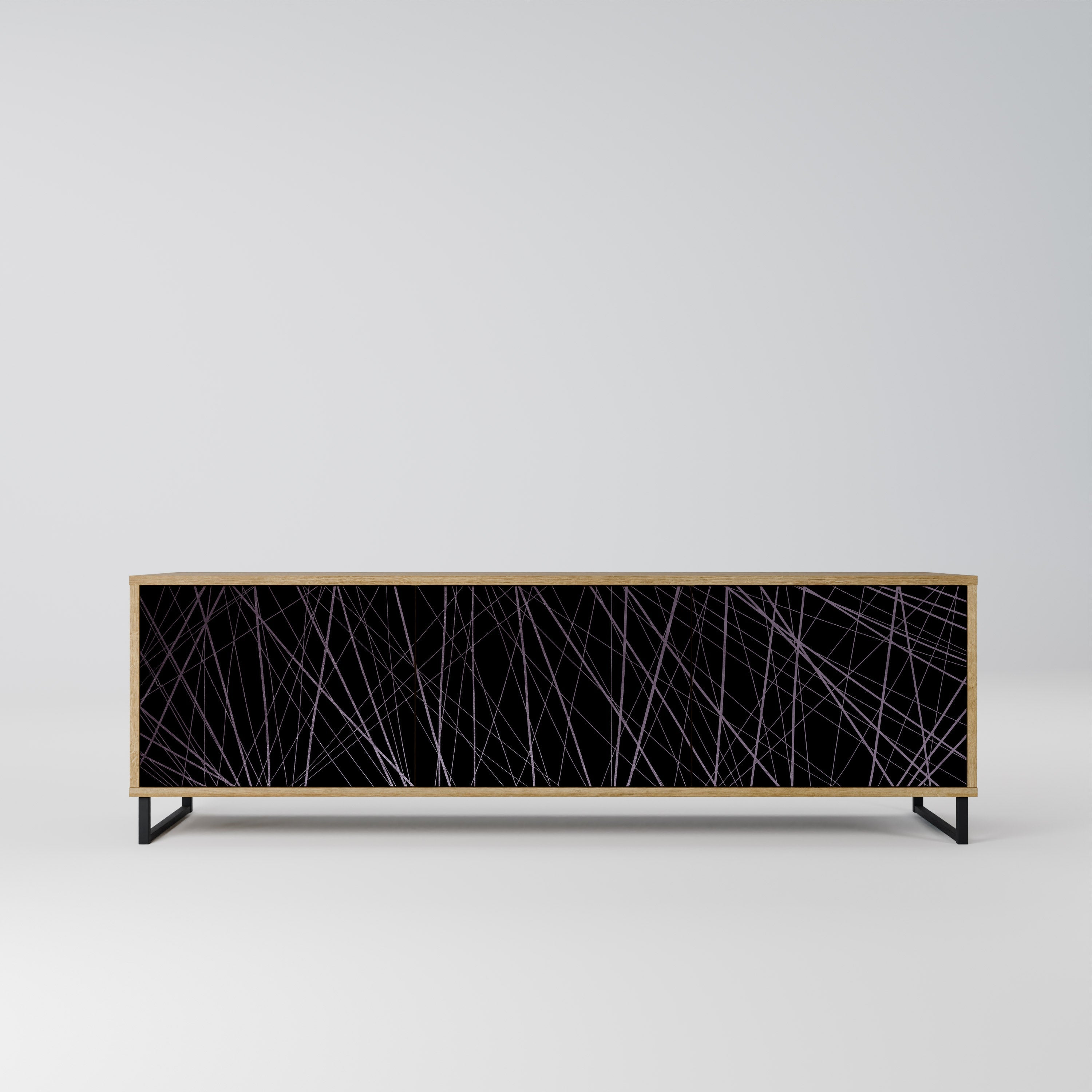 Meuble TV 3 portes SHIMMER SPIDERGRAM effet chêne