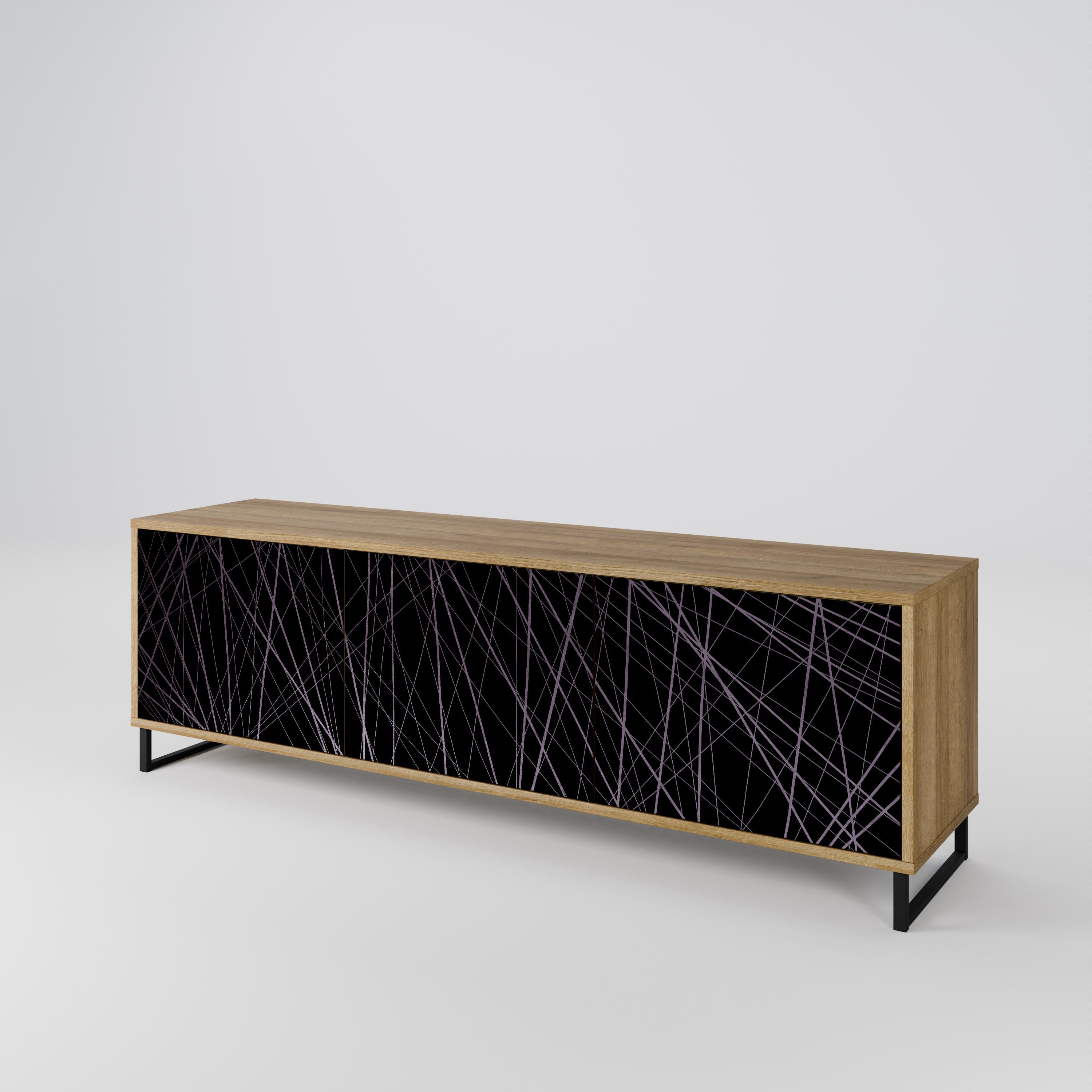 Meuble TV 3 portes SHIMMER SPIDERGRAM effet chêne