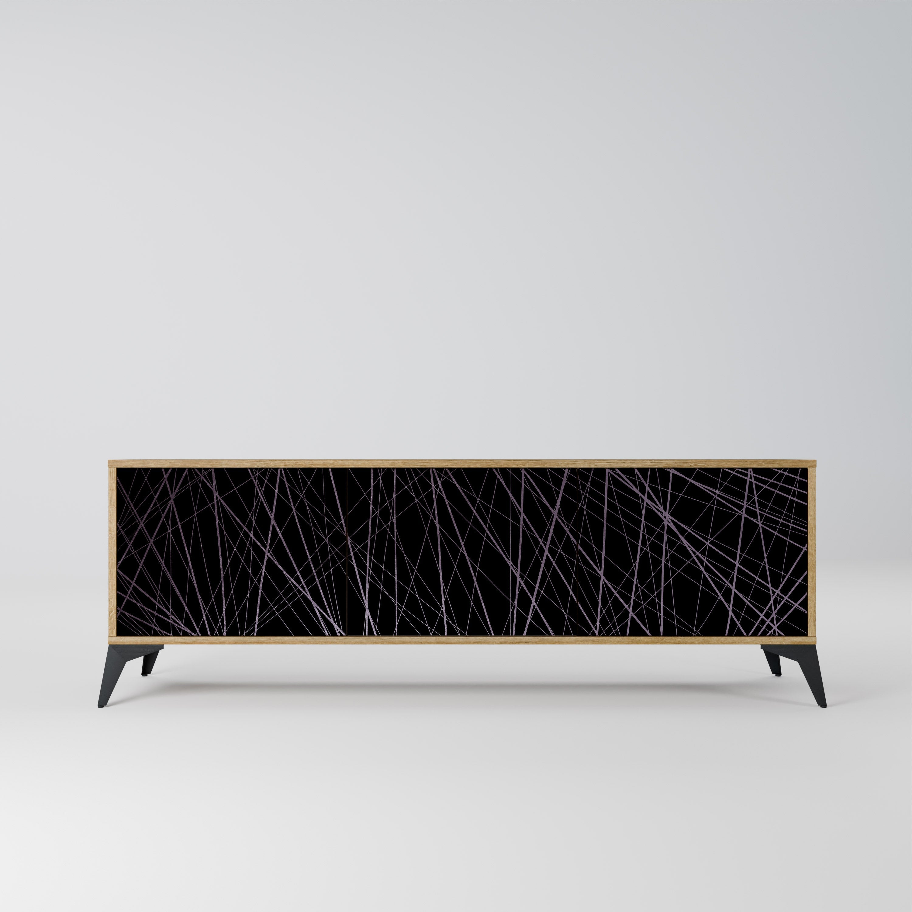 Meuble TV 3 portes SHIMMER SPIDERGRAM effet chêne