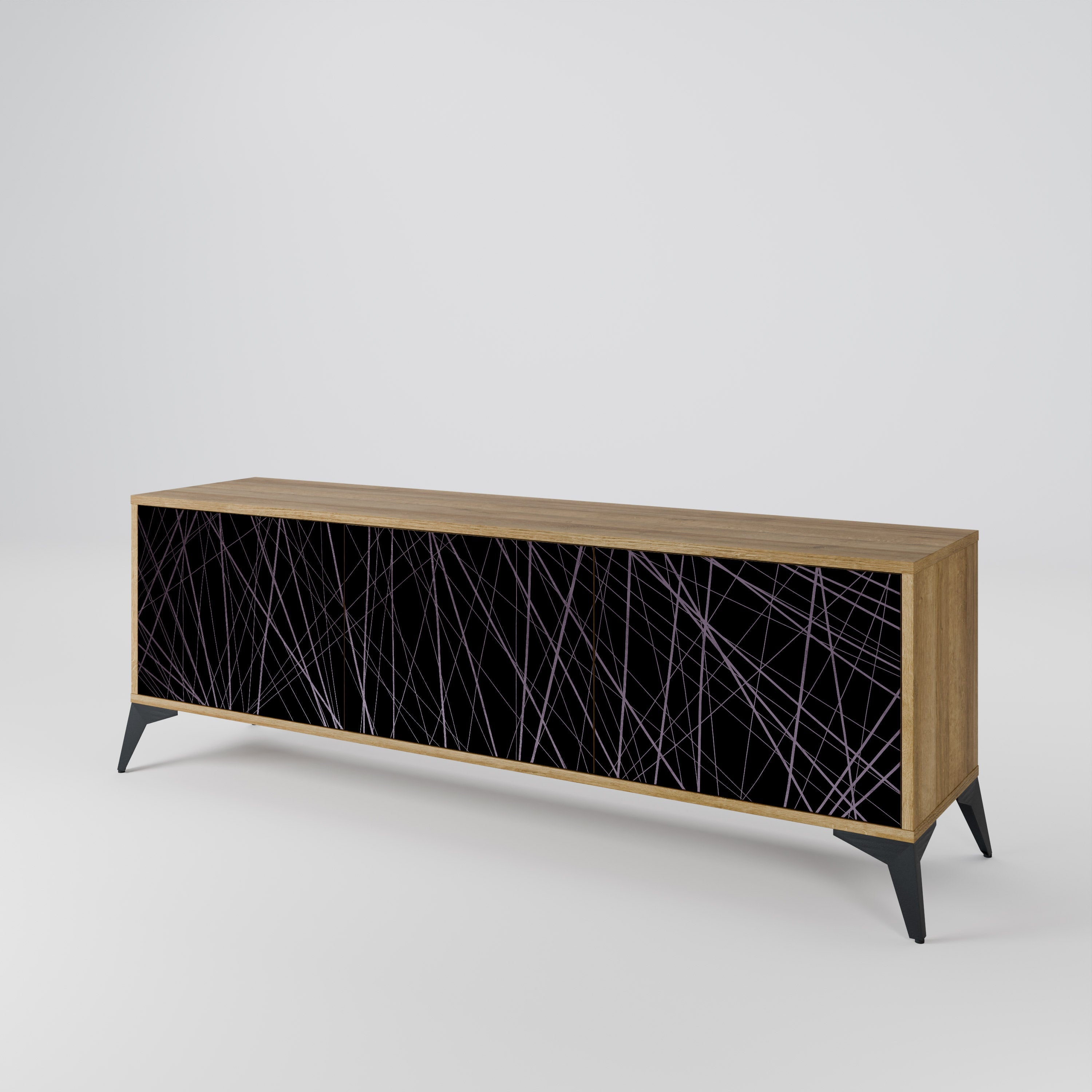 Meuble TV 3 portes SHIMMER SPIDERGRAM effet chêne