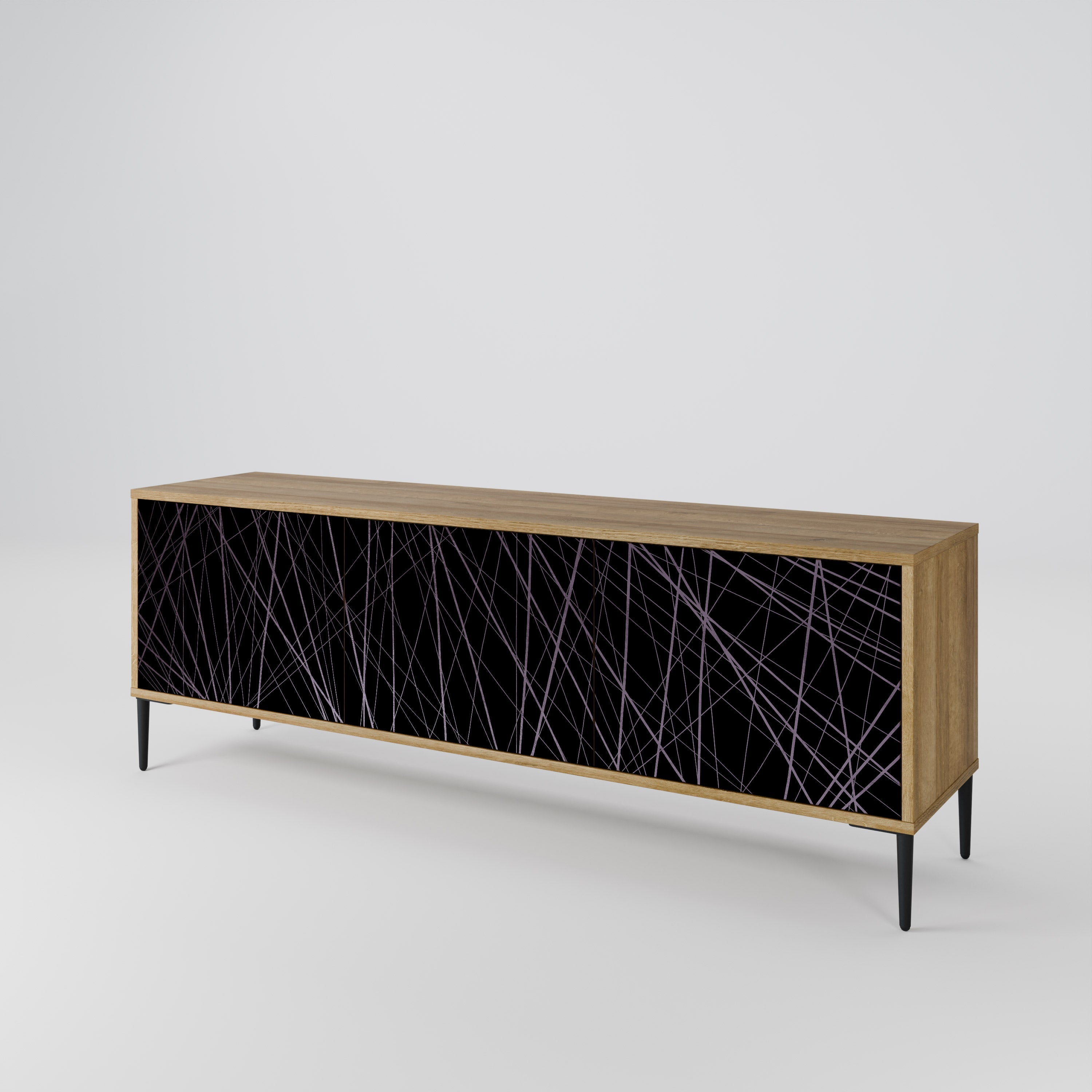 Meuble TV 3 portes SHIMMER SPIDERGRAM effet chêne