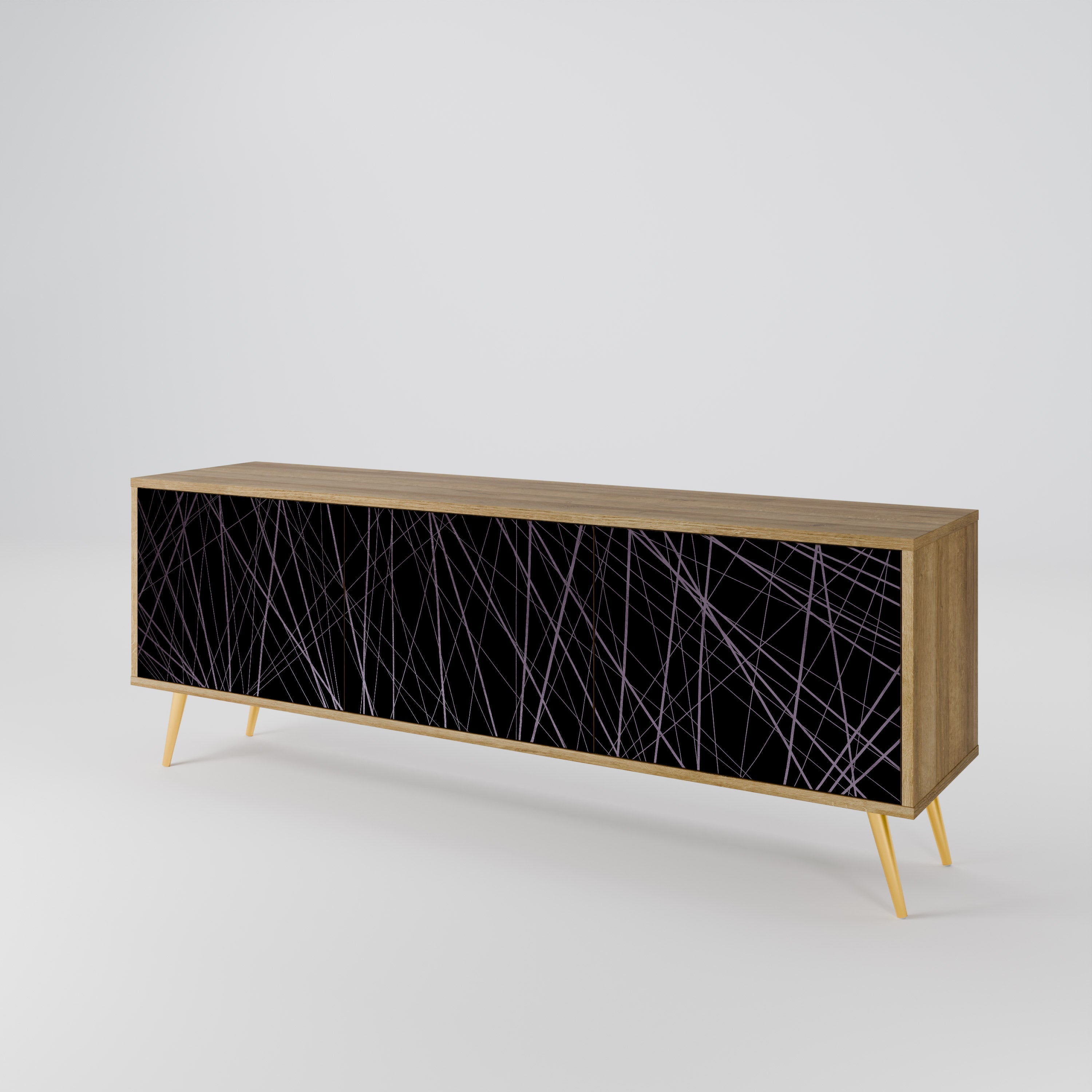 Meuble TV 3 portes SHIMMER SPIDERGRAM effet chêne