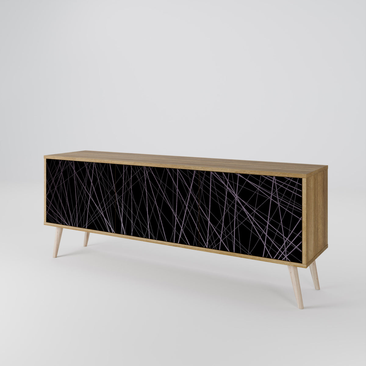 Meuble TV 3 portes SHIMMER SPIDERGRAM effet chêne