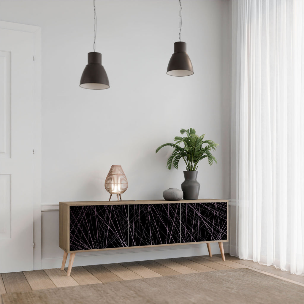 Meuble TV 3 portes SHIMMER SPIDERGRAM effet chêne