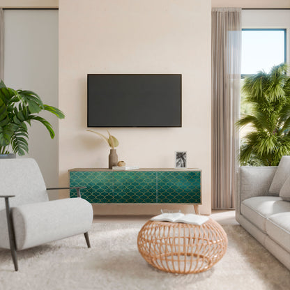 TESSELATED GREENERY 3-Door TV Cabinet