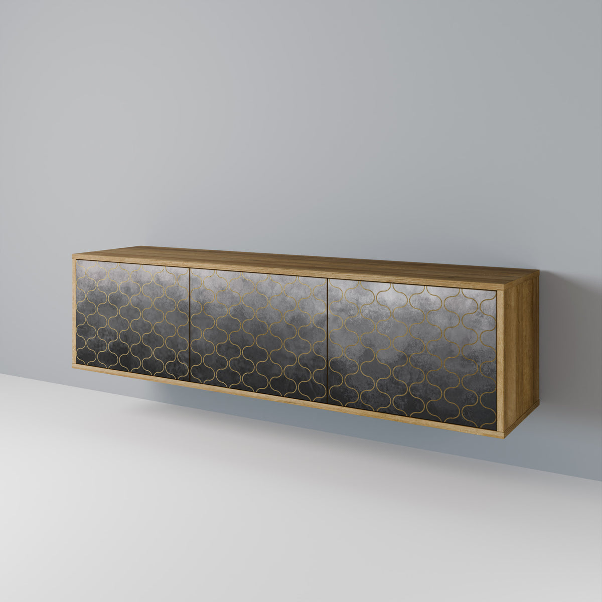 TESSELATED GRAYISH 3-Door TV Cabinet